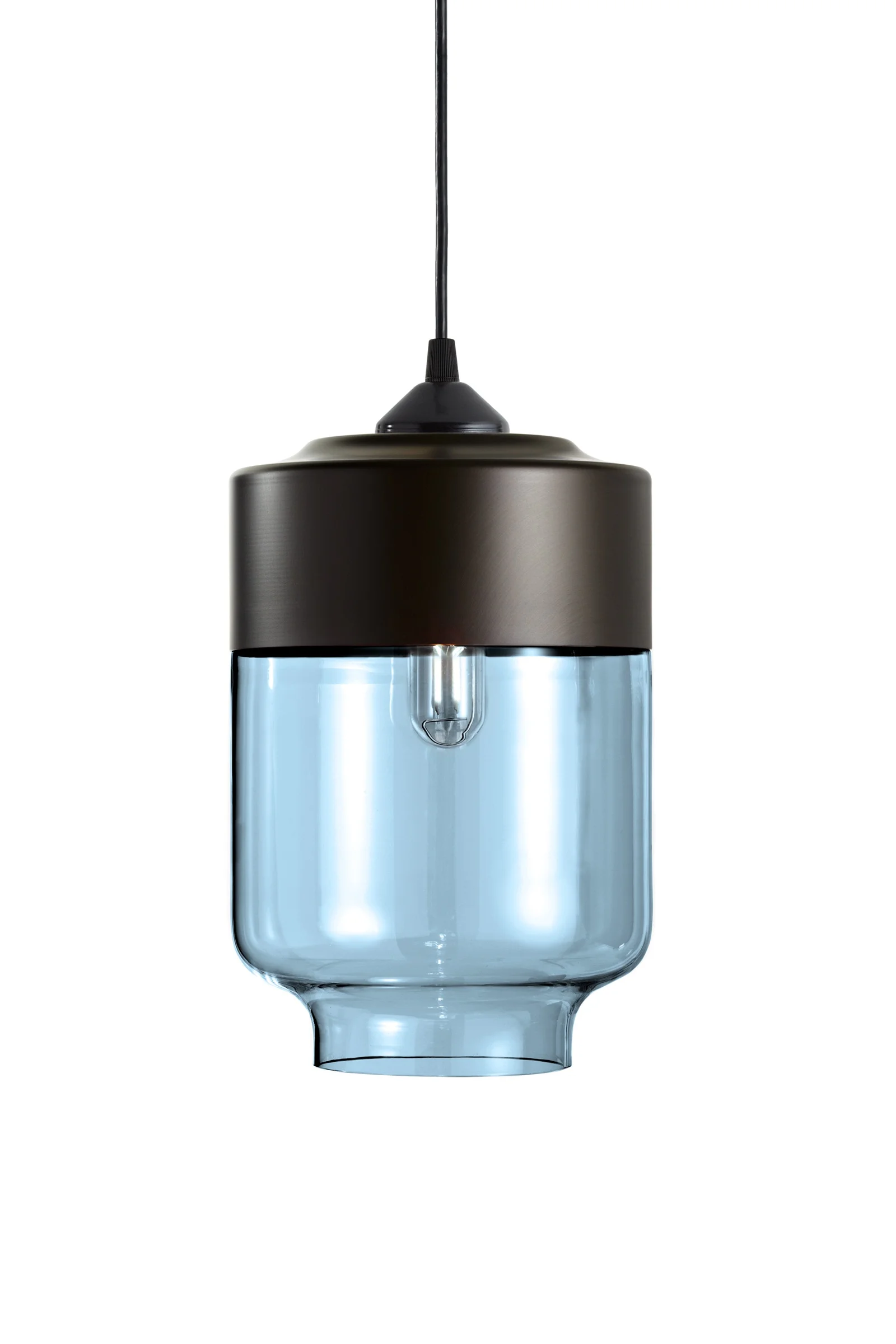 Canister in Sapphire Glass and Dark Bronze Mount
