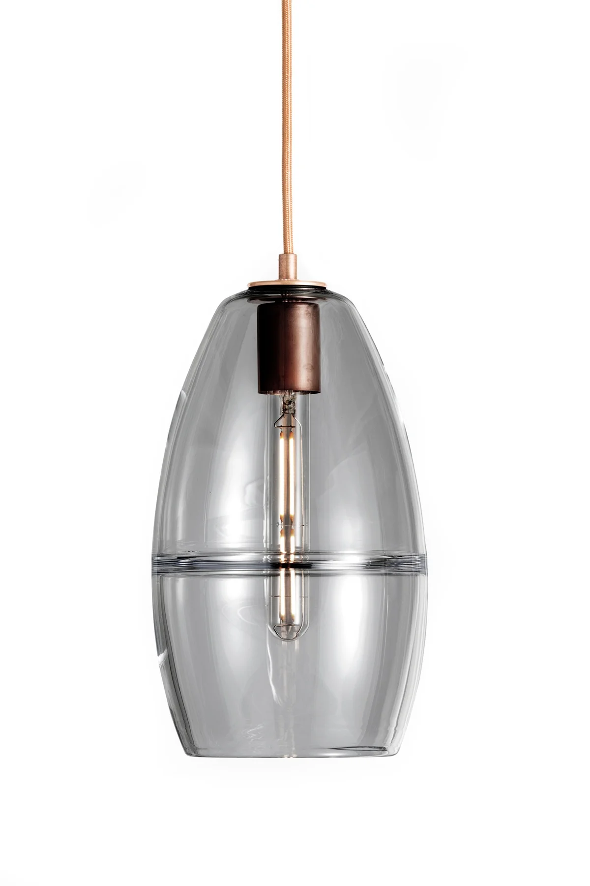 Halo Cone in Smoke Glass and Copper Metal Finish