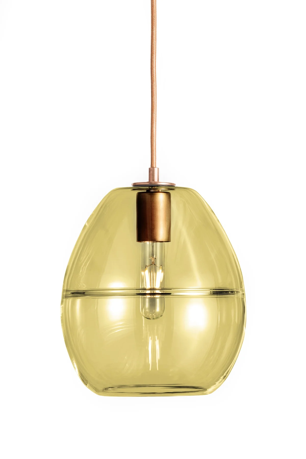Halo Dome in Olive Glass and Copper Metal Finish