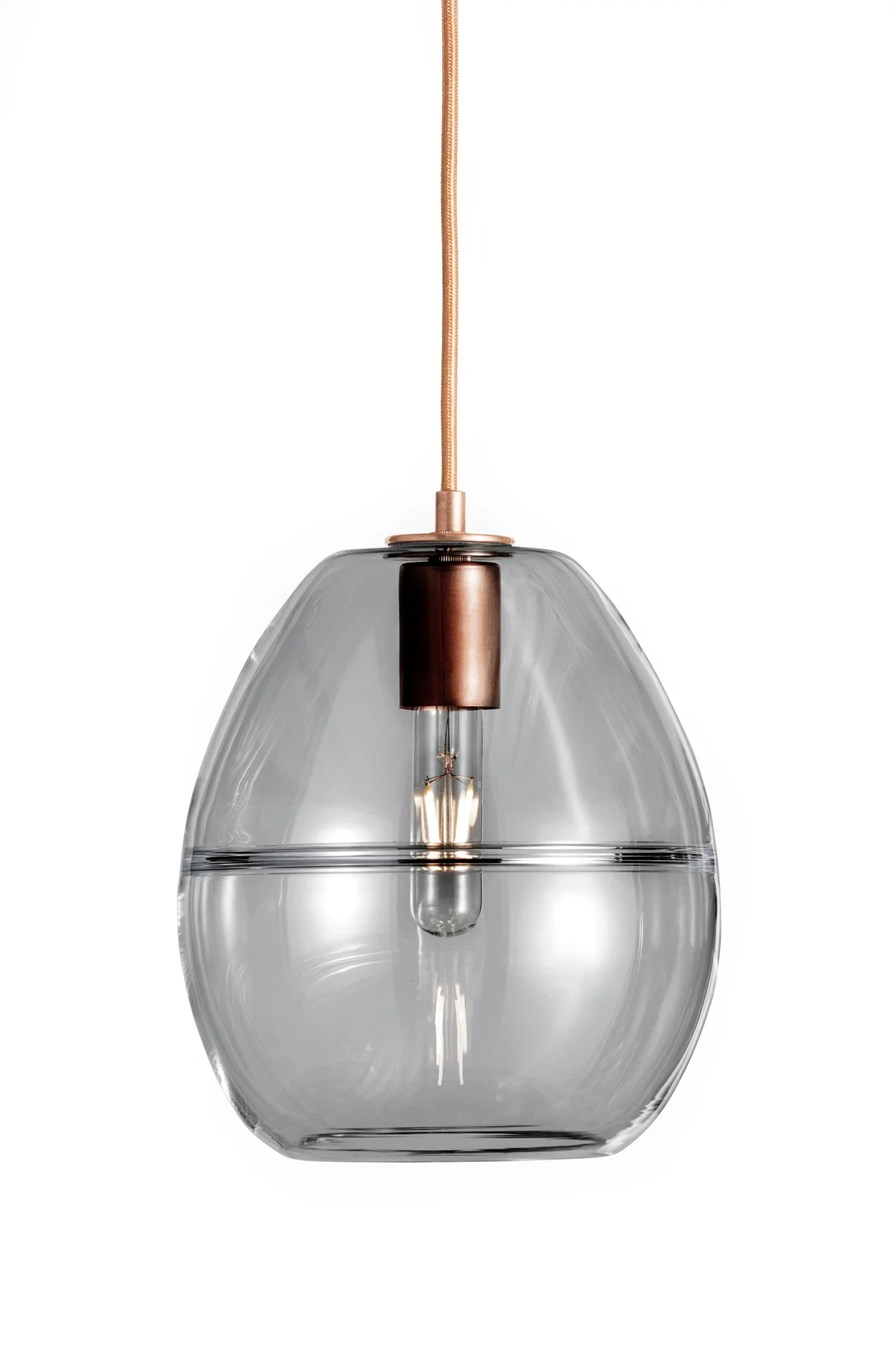 Halo Dome in Smoke Glass and Copper Metal Finish