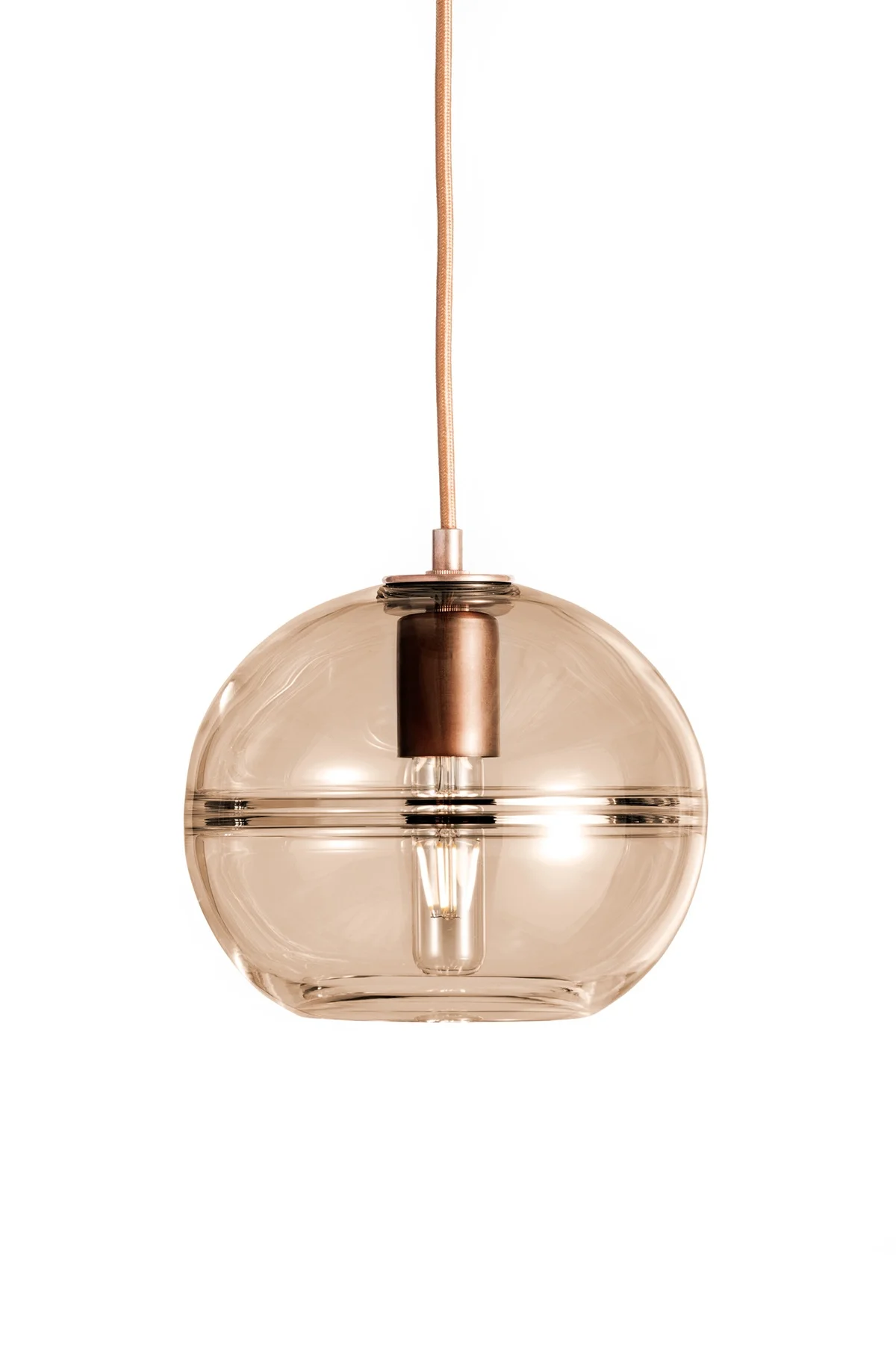 Halo Globe in Tea Glass and Copper Metal Finish