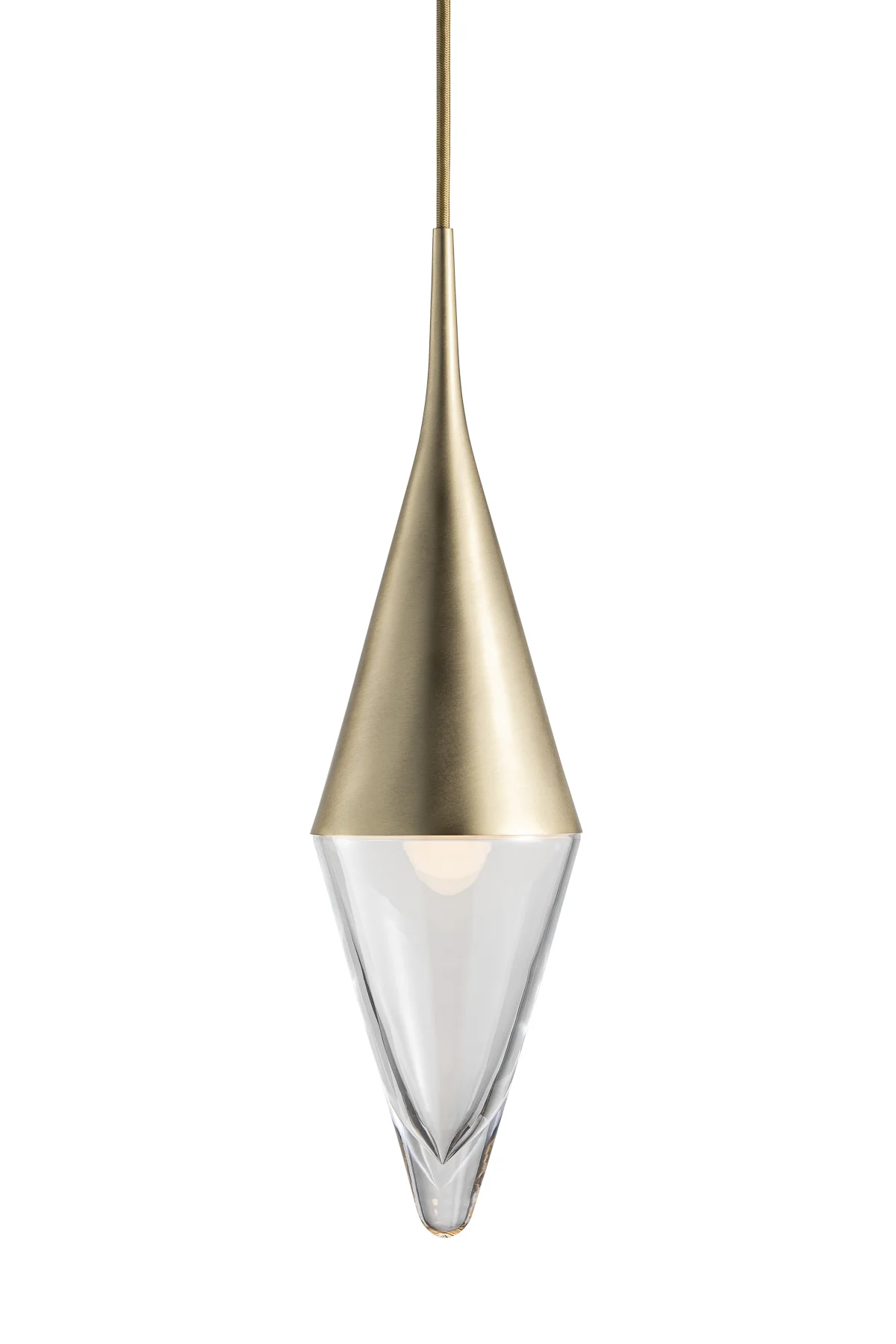 Neena Pendant in Crystal Glass and Brass Metal Finish