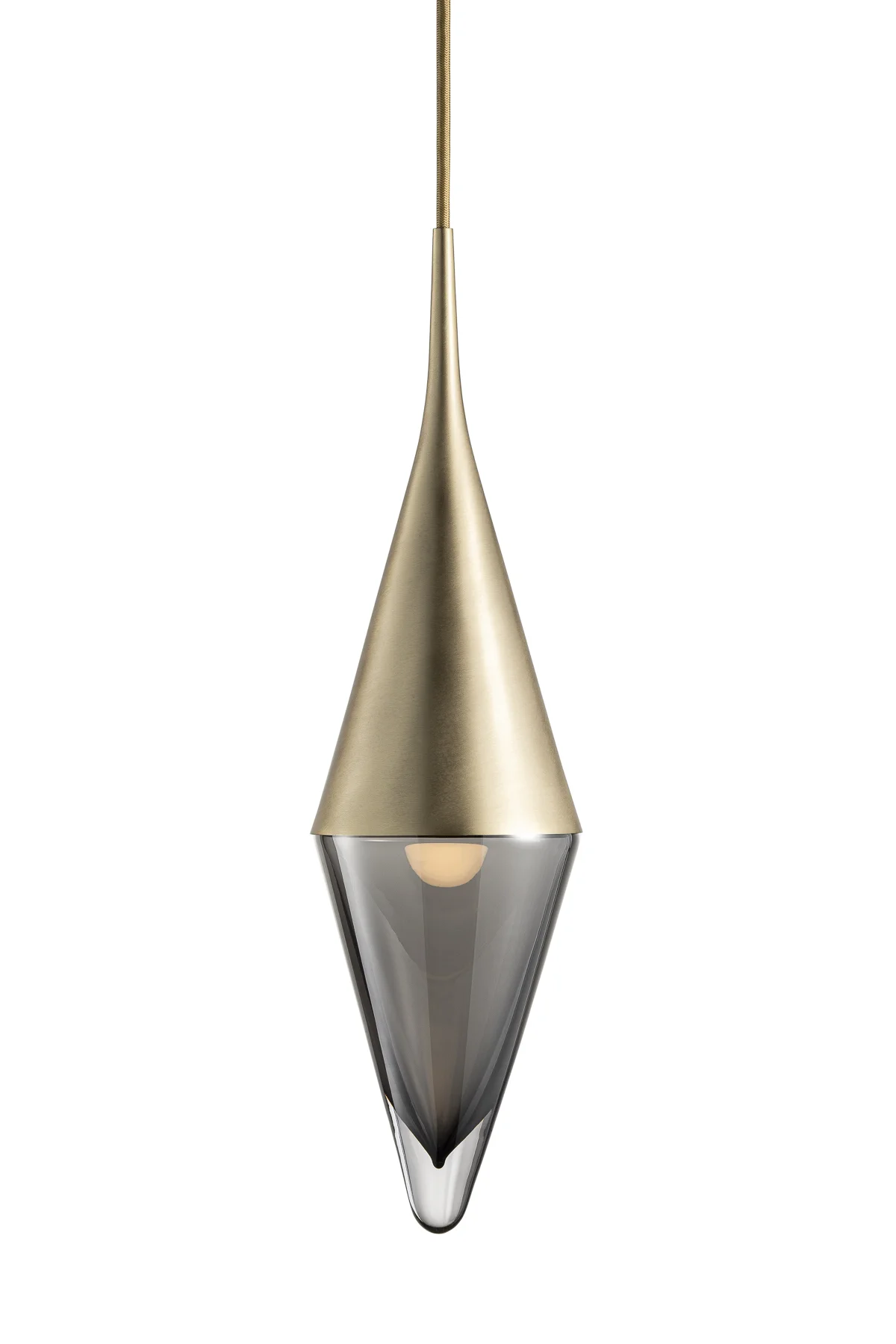 Neena Pendant in Smoke Glass and Brass Metal Finish
