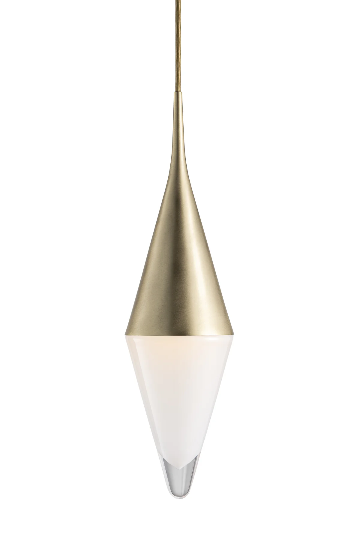 Neena Pendant in Opaline White Glass and Brass Metal Finish