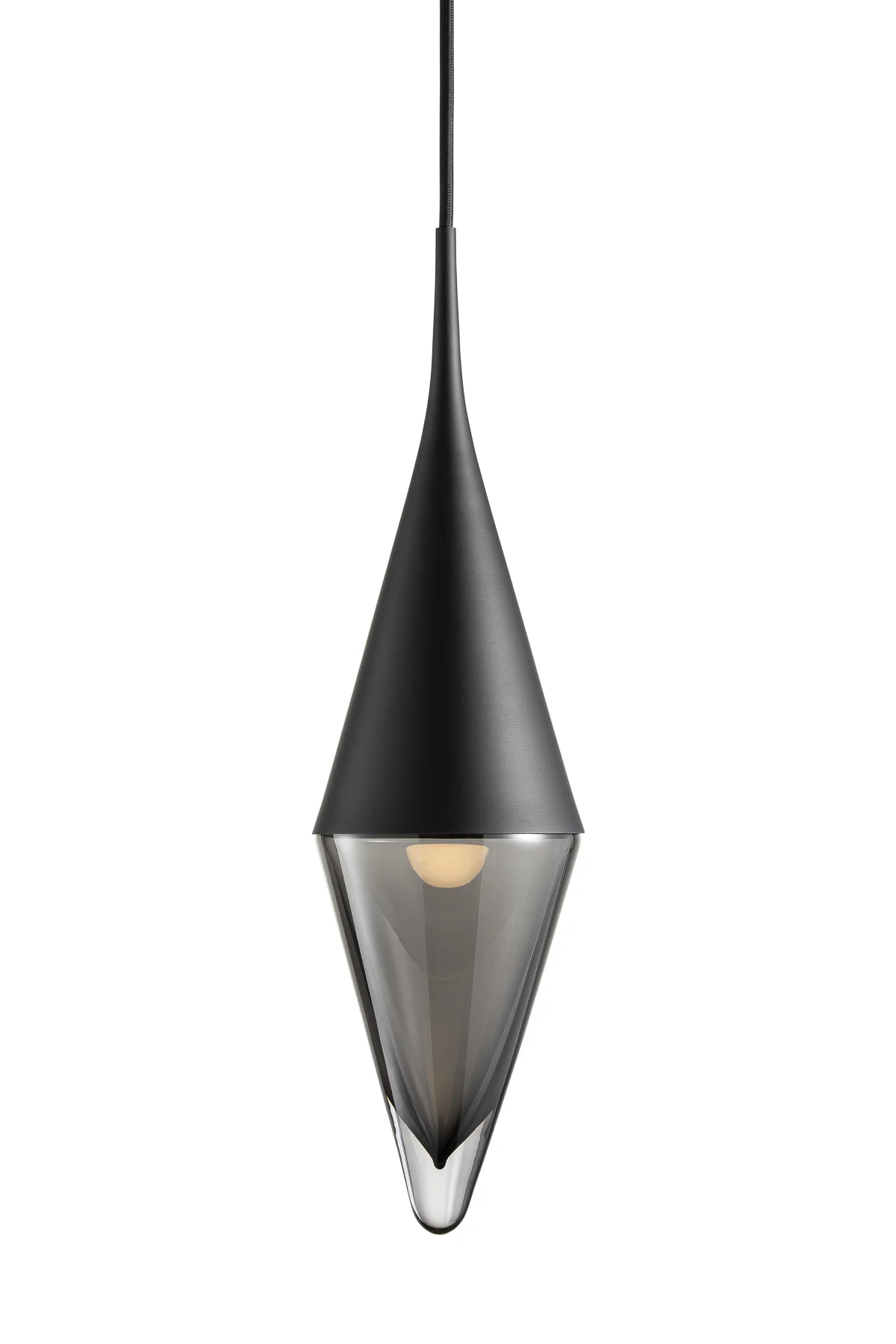 Neena Pendant in Smoke Glass and Black Metal Finish
