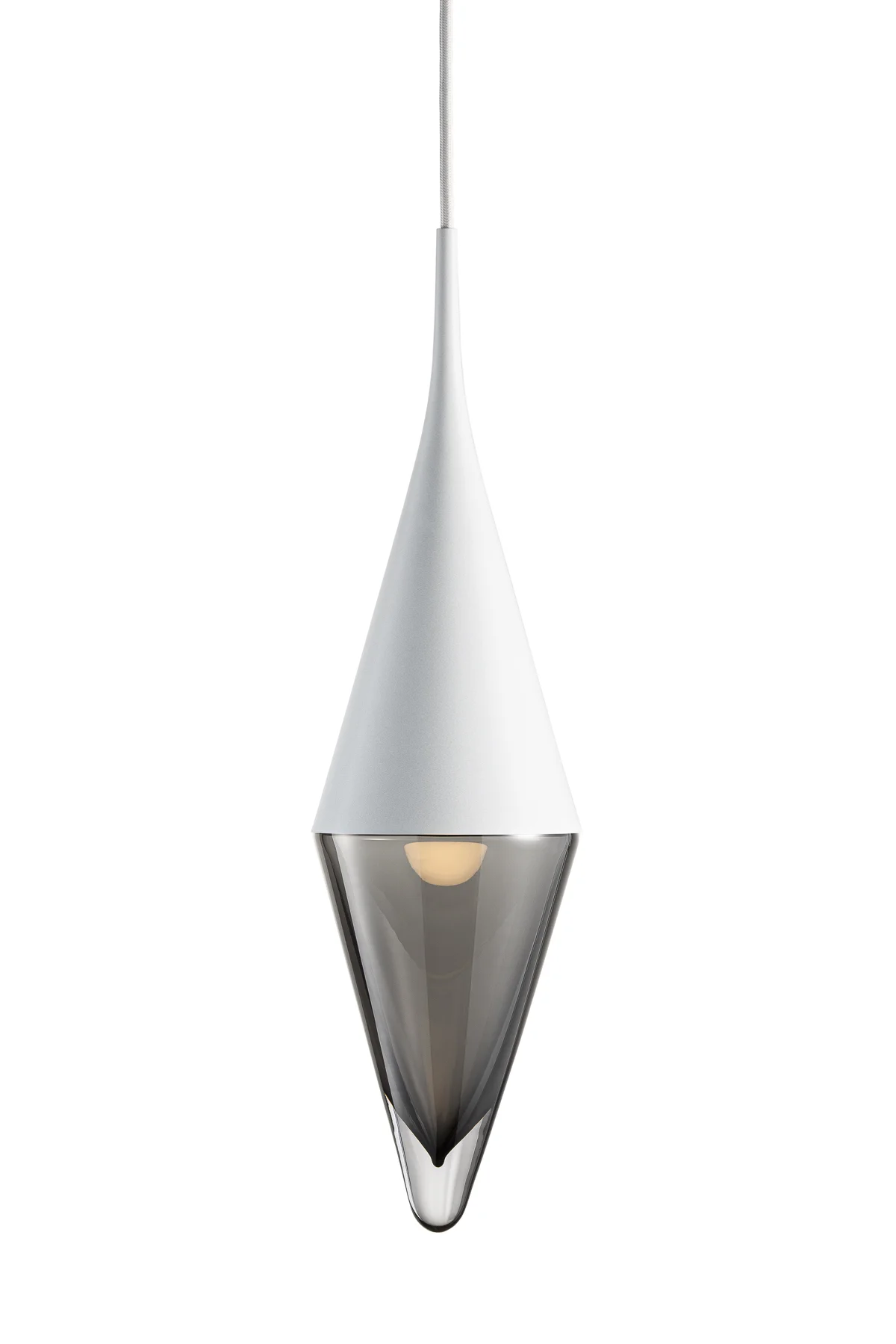 Neena Pendant in Smoke Glass and White Metal Finish