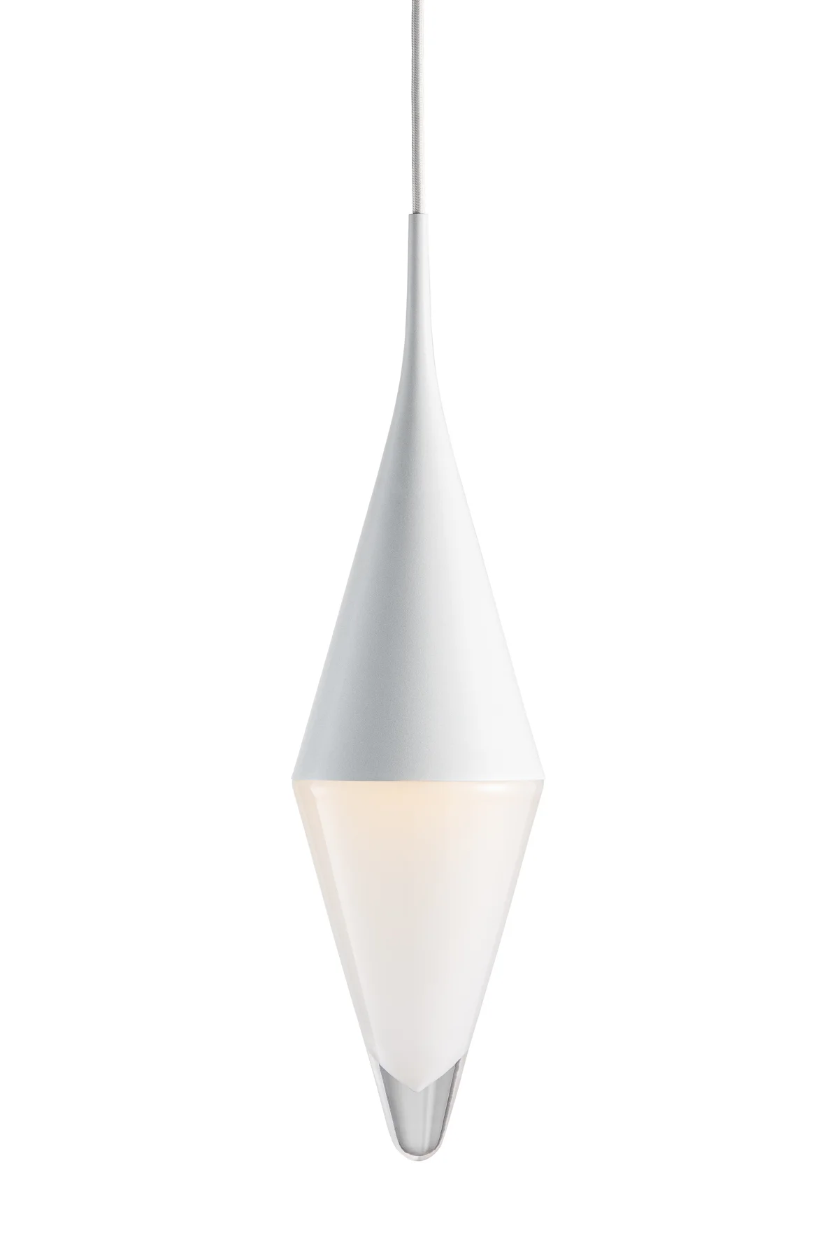 Neena Pendant in Opaline White Glass and White Metal Finish
