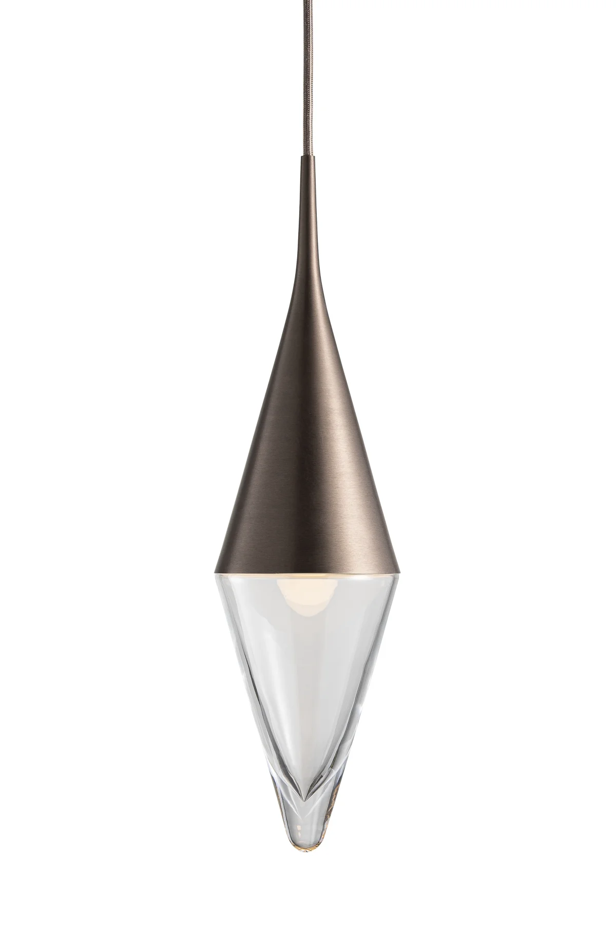 Neena Pendant in Crystal Glass and Mica Metal Finish