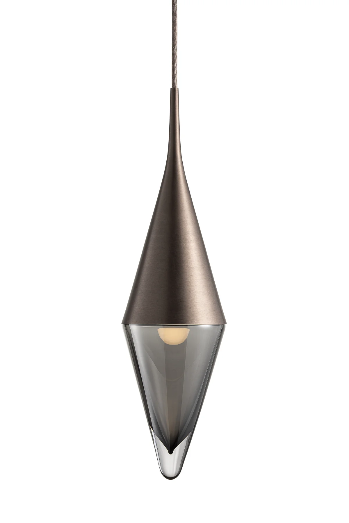Neena Pendant in Smoke Glass and Mica Metal Finish