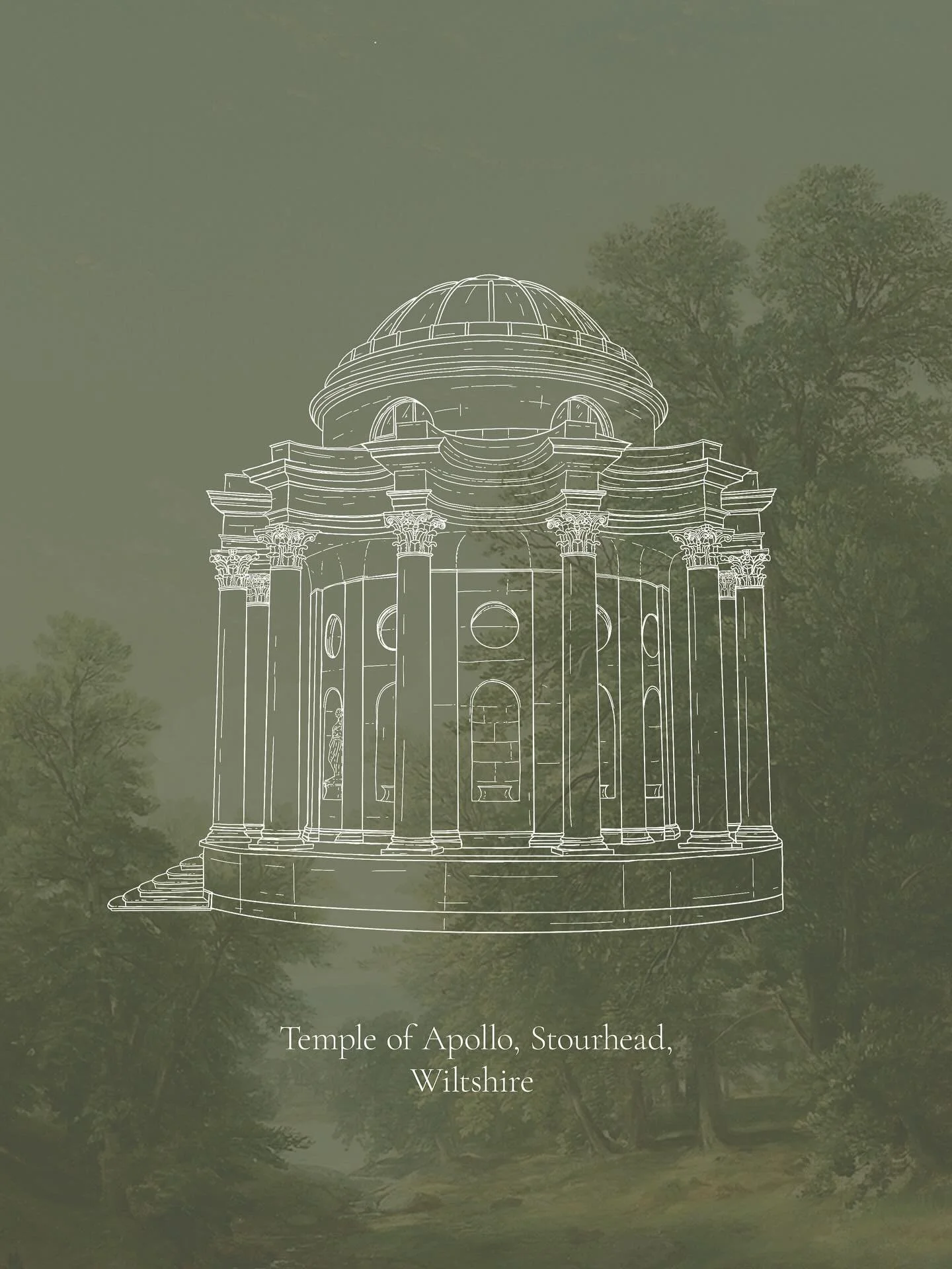 Temple of Apollo illustration. What a location for a wedding! 
.
.
.
#bespokeweddingstationery #venueillustration #weddingdetails #weddingvenuesuk #dottheiatelier