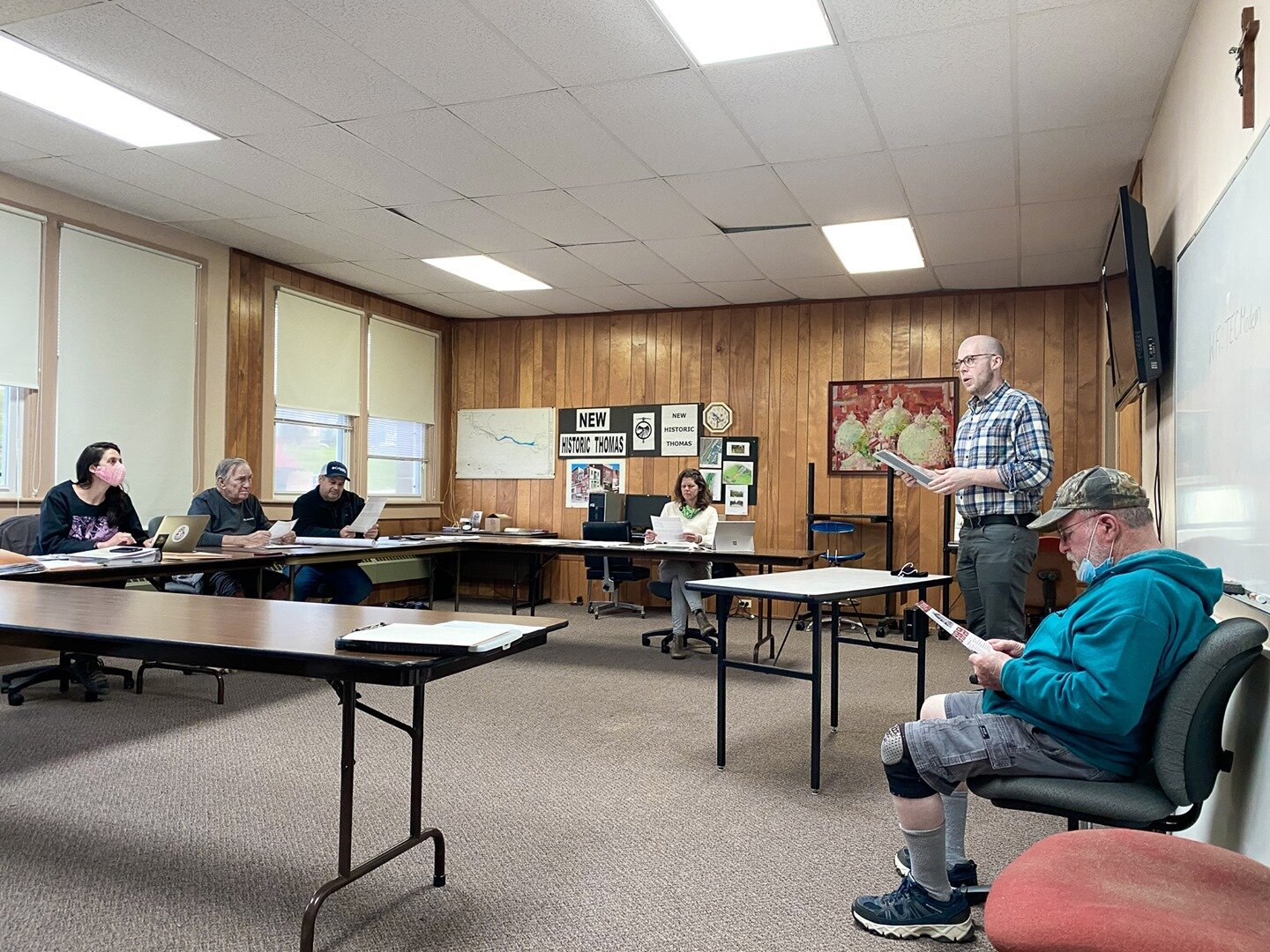 Here, our board vice president, Ross Hoppe (standing at right), shares a progress report with the Thomas City Council. Over the past few weeks, we&rsquo;ve had the pleasure of updating the councils in Parsons, Thomas and Davis, as well the Tucker Cou