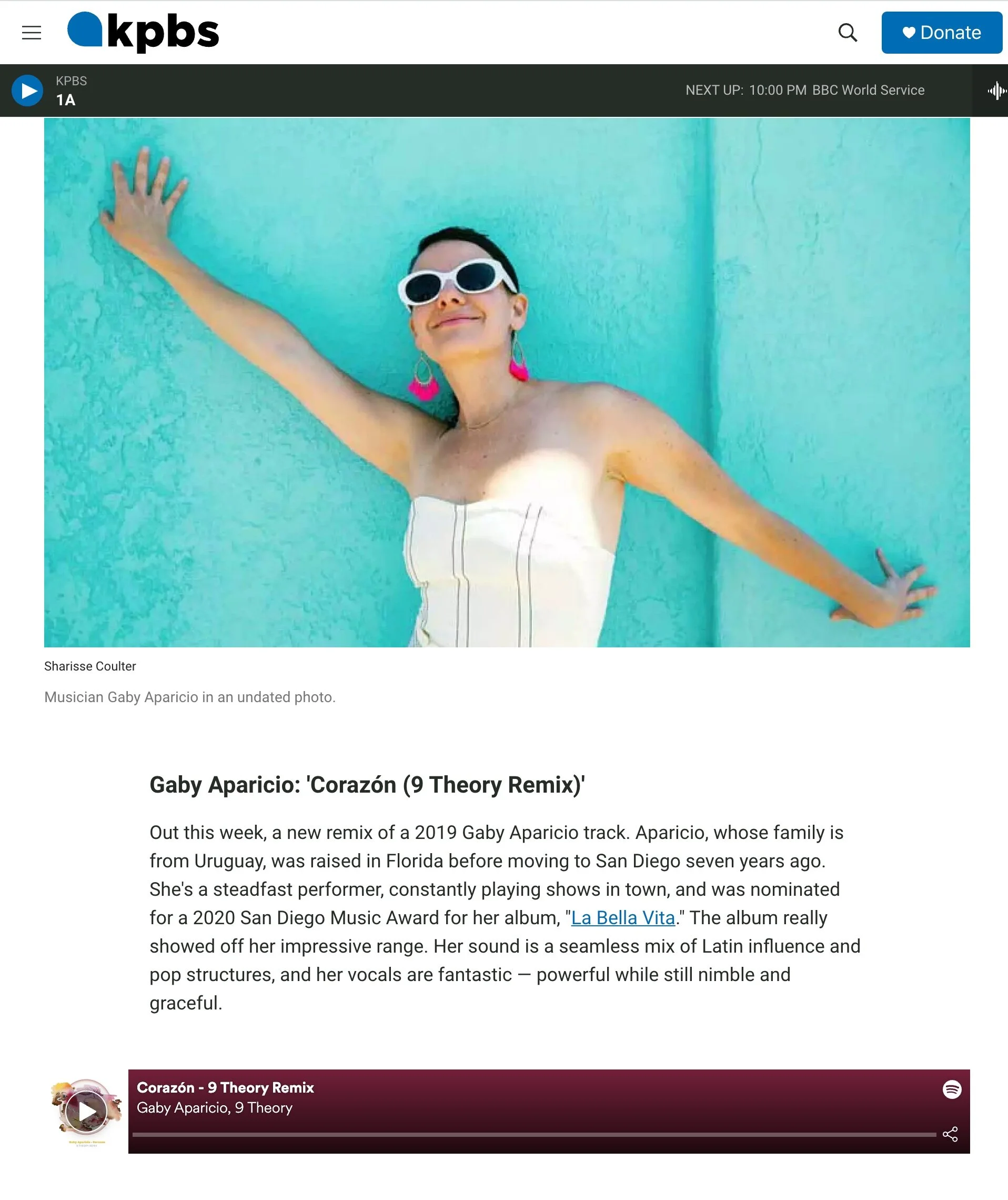 KPBS (San Diego Chapter of NPR) feature - “5 New Songs to Discover in San Diego in October”