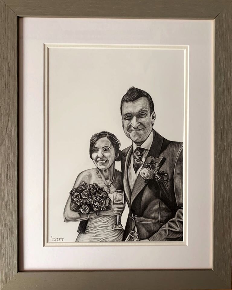  Karen &amp; Aaron Graphite Wedding Portrait  