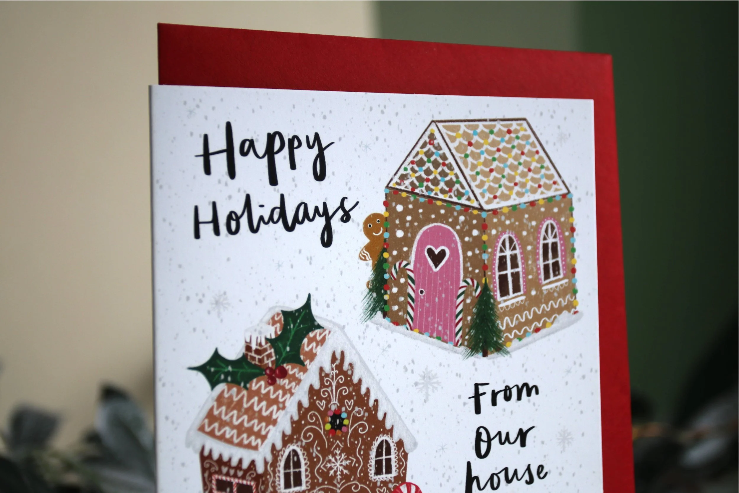Happy Holidays Gingerbread House Christmas Card