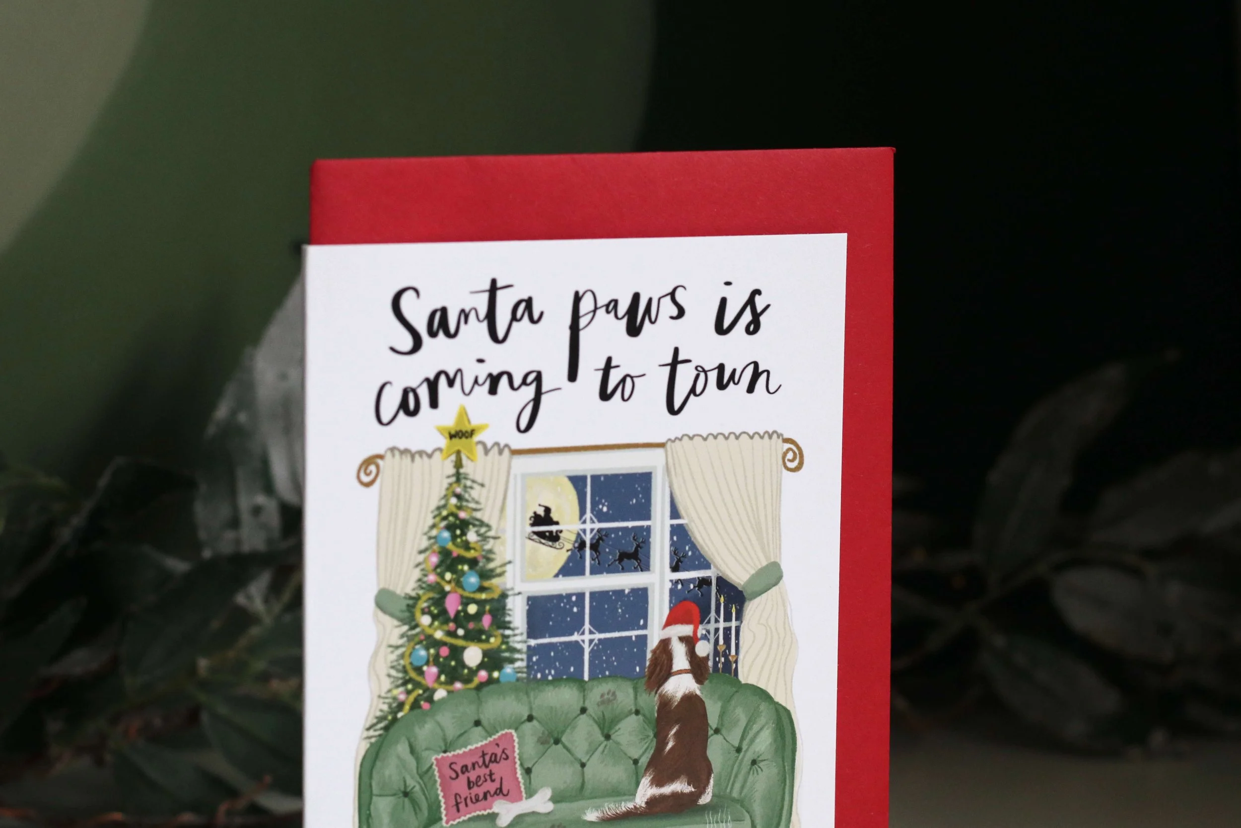 Santa Paws Is Coming To Town Christmas Card Pet Dog Lover Owner .jpg