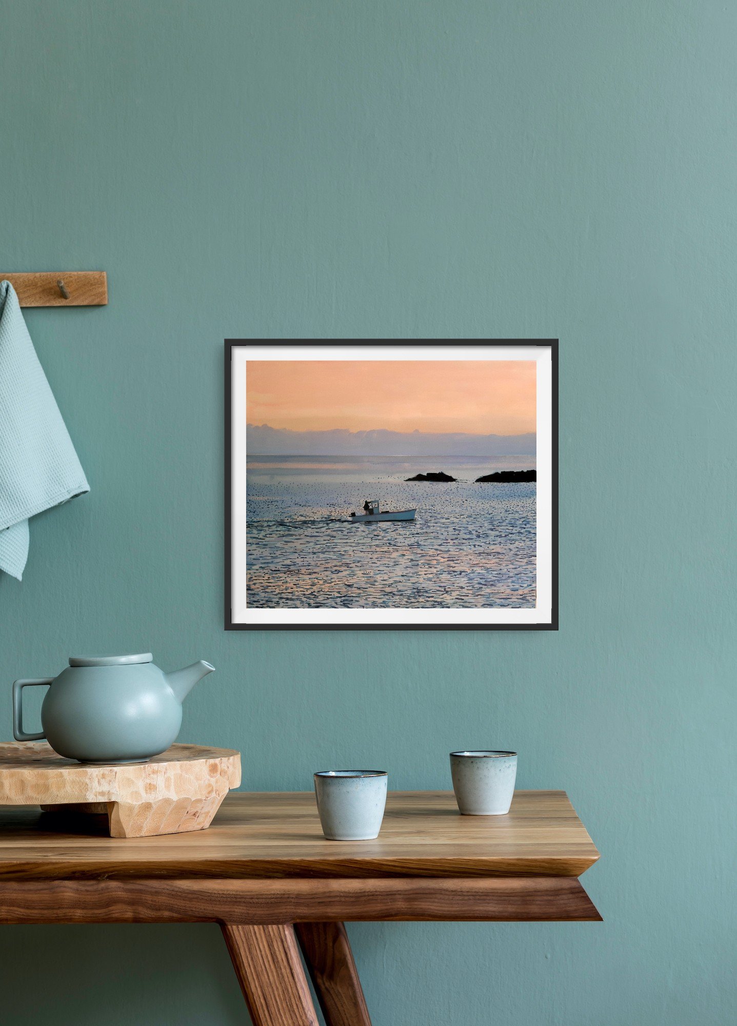 A framed print of a Cornish fishing boat in a beautiful interior. (Copy)