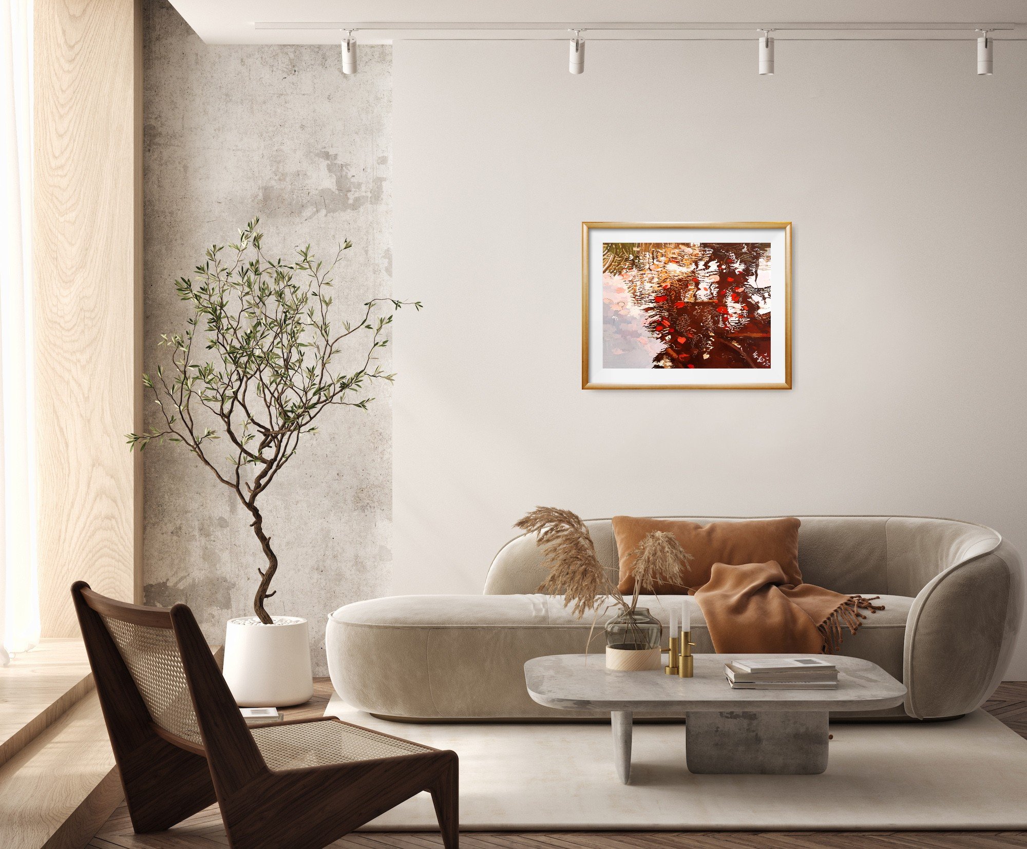 Framed abstract art print on the wall.jpg
