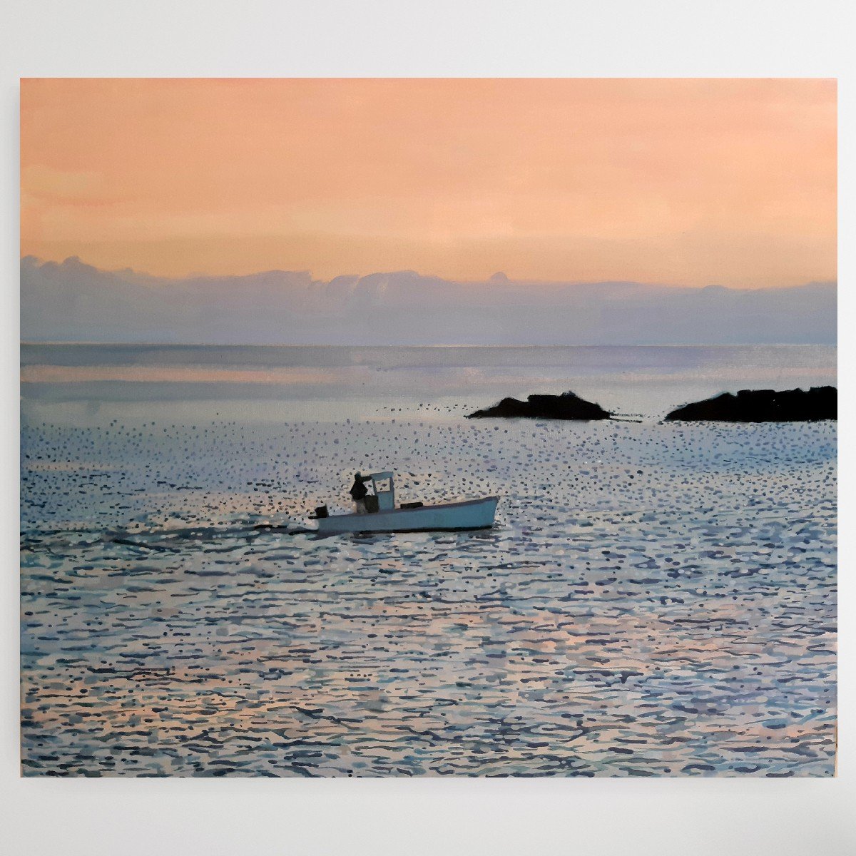 Full image of a fishing boat on the sea off Cornwall at sunrise (Copy)