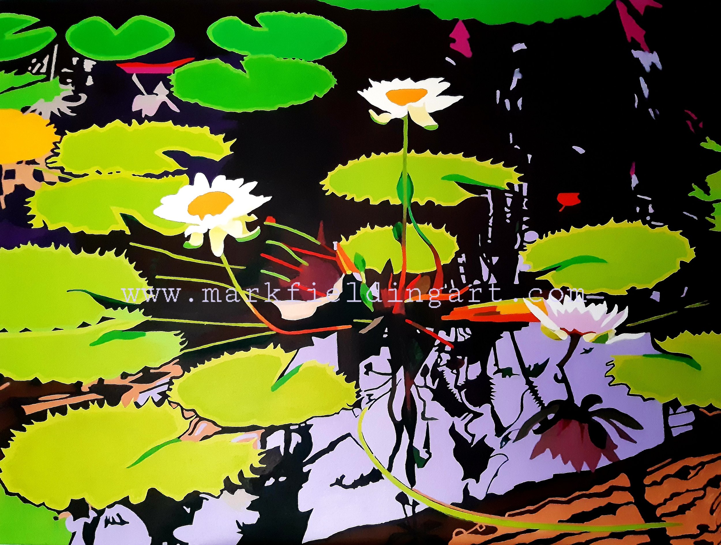 An image of an art print showing waterliliesxin the Waterlily House at Kew Gardens. (Copy)