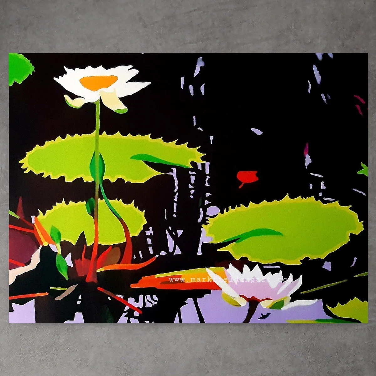 Waterlilies fine art print on wall.jpg