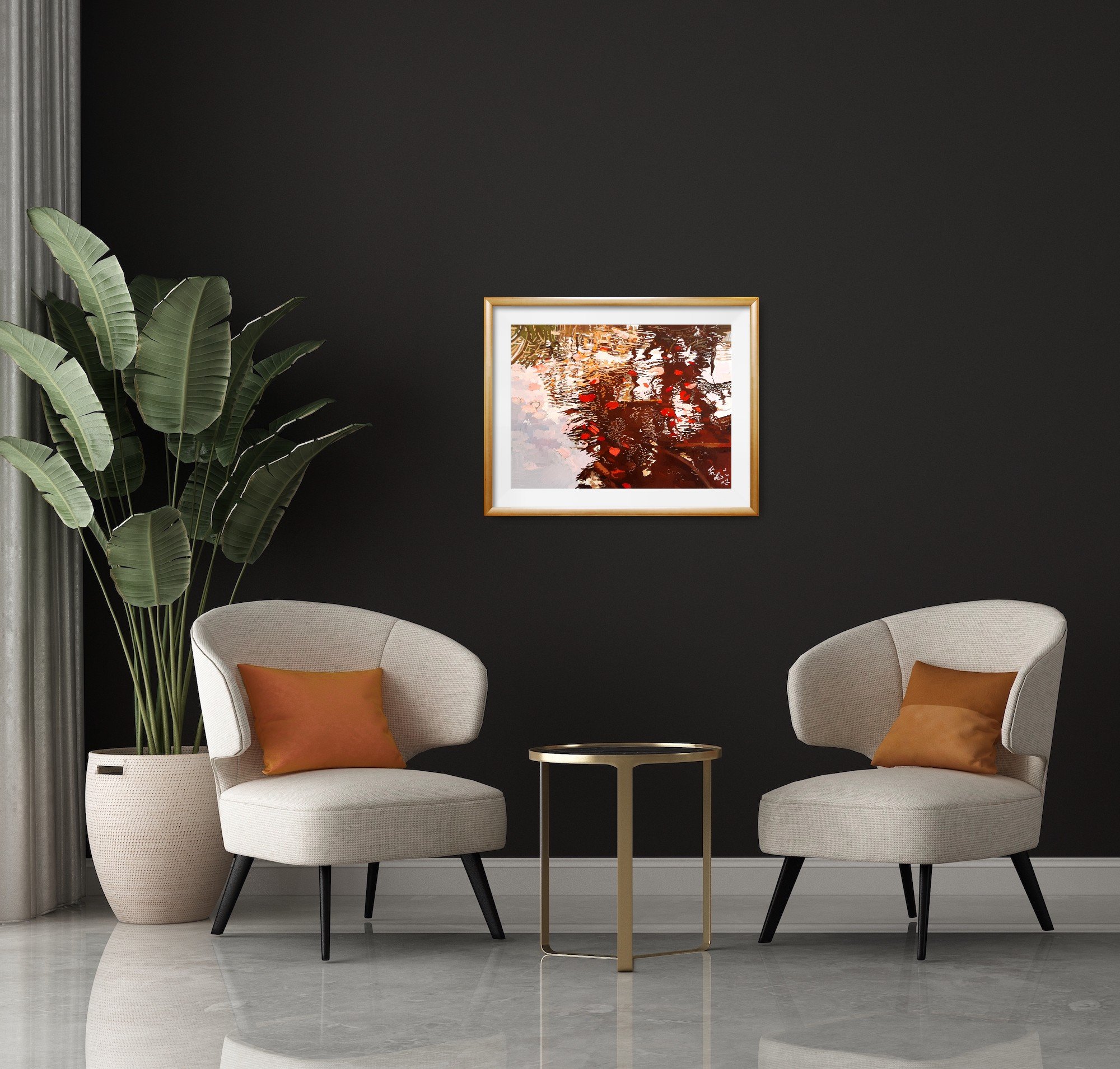 Ornamental pond abstract framed print on display.jpg