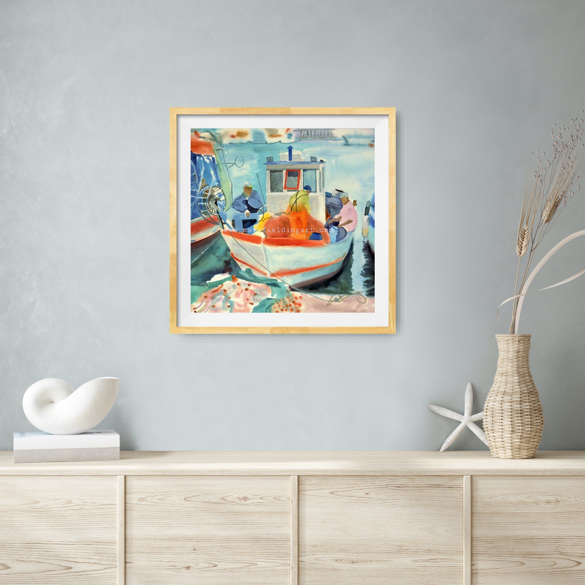 Italian fishermen framed print on wall.jpg