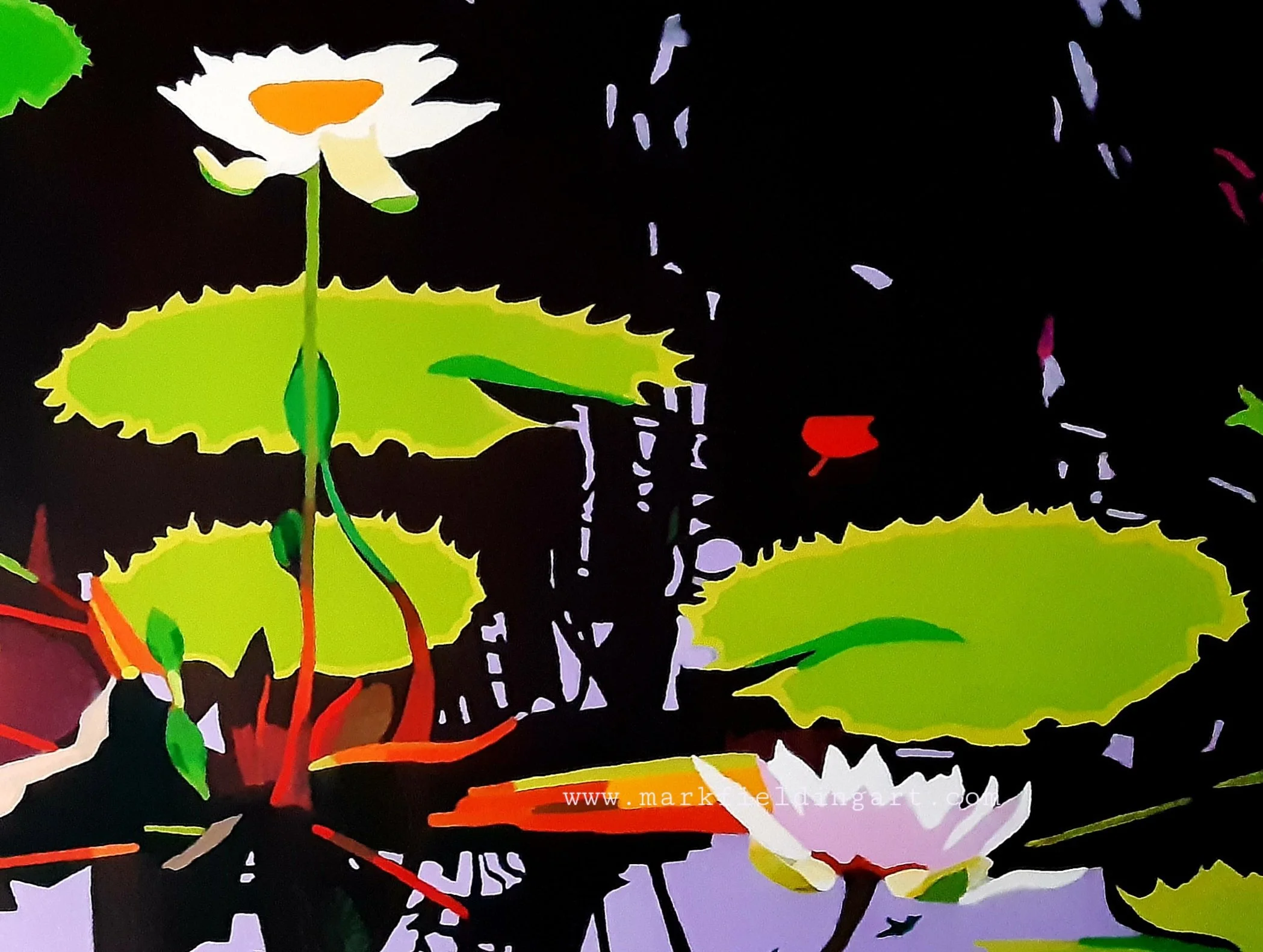A stunning art print of the waterlilies at Kew Gardens in flower.