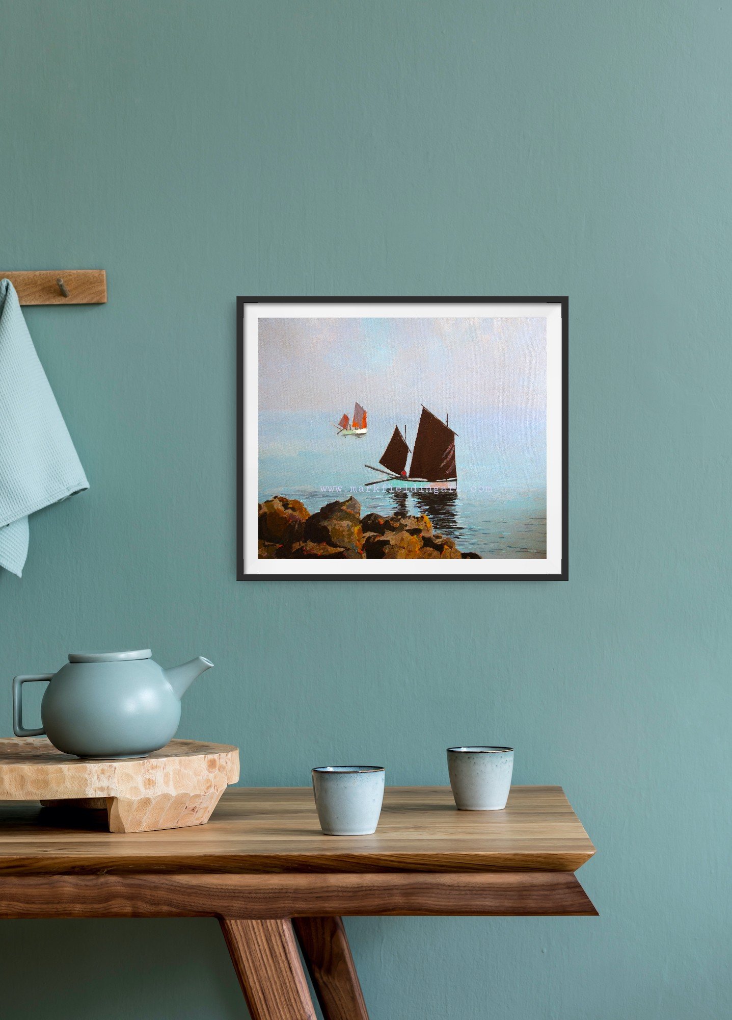 Framed print of St Ives boats on display.jpg