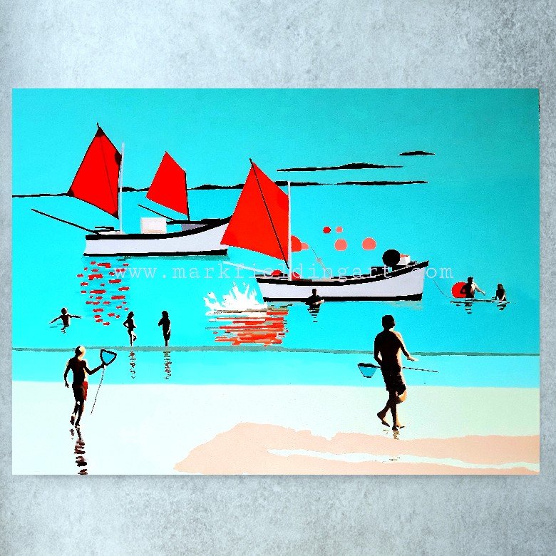 'Summer beach, Cornwall' signed art print.jpg