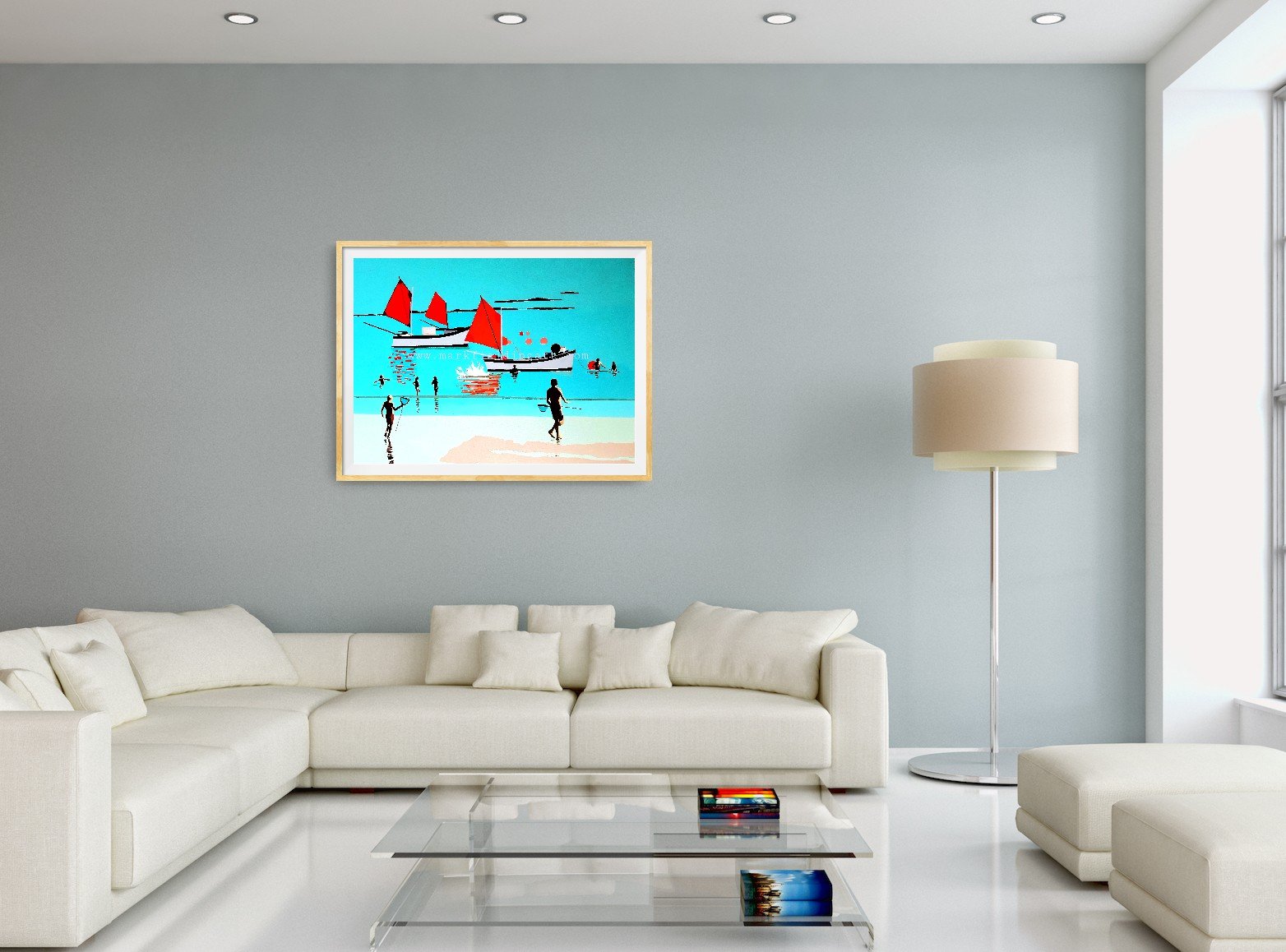 Cornish beach with fishing boats fine art print.jpg