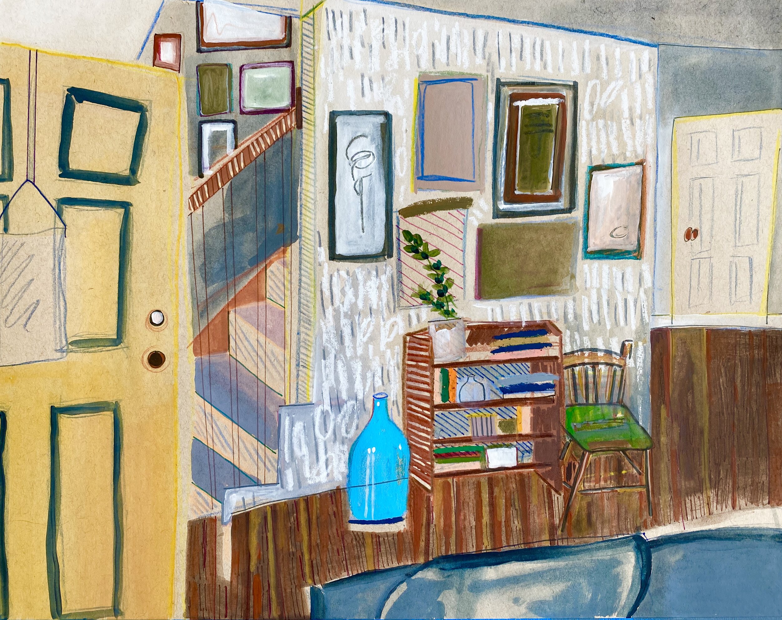   Quarantine Views , 2020. 11 x 14 in. Gouache and Pastel on Paper.  