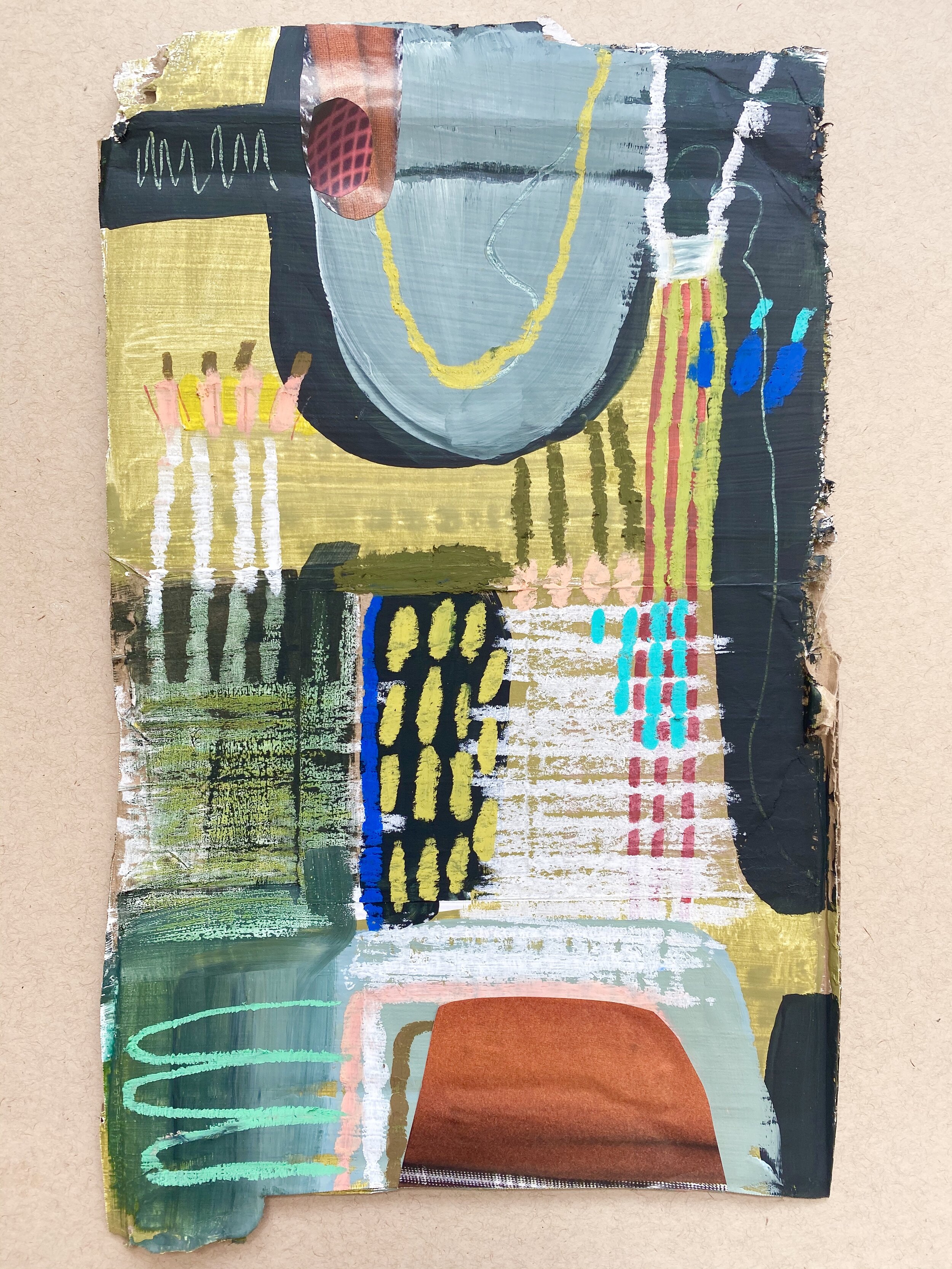   Cardboard Series n.2 , 2020. 10 x 6 in. Gouache and Pastel on Cardboard.  