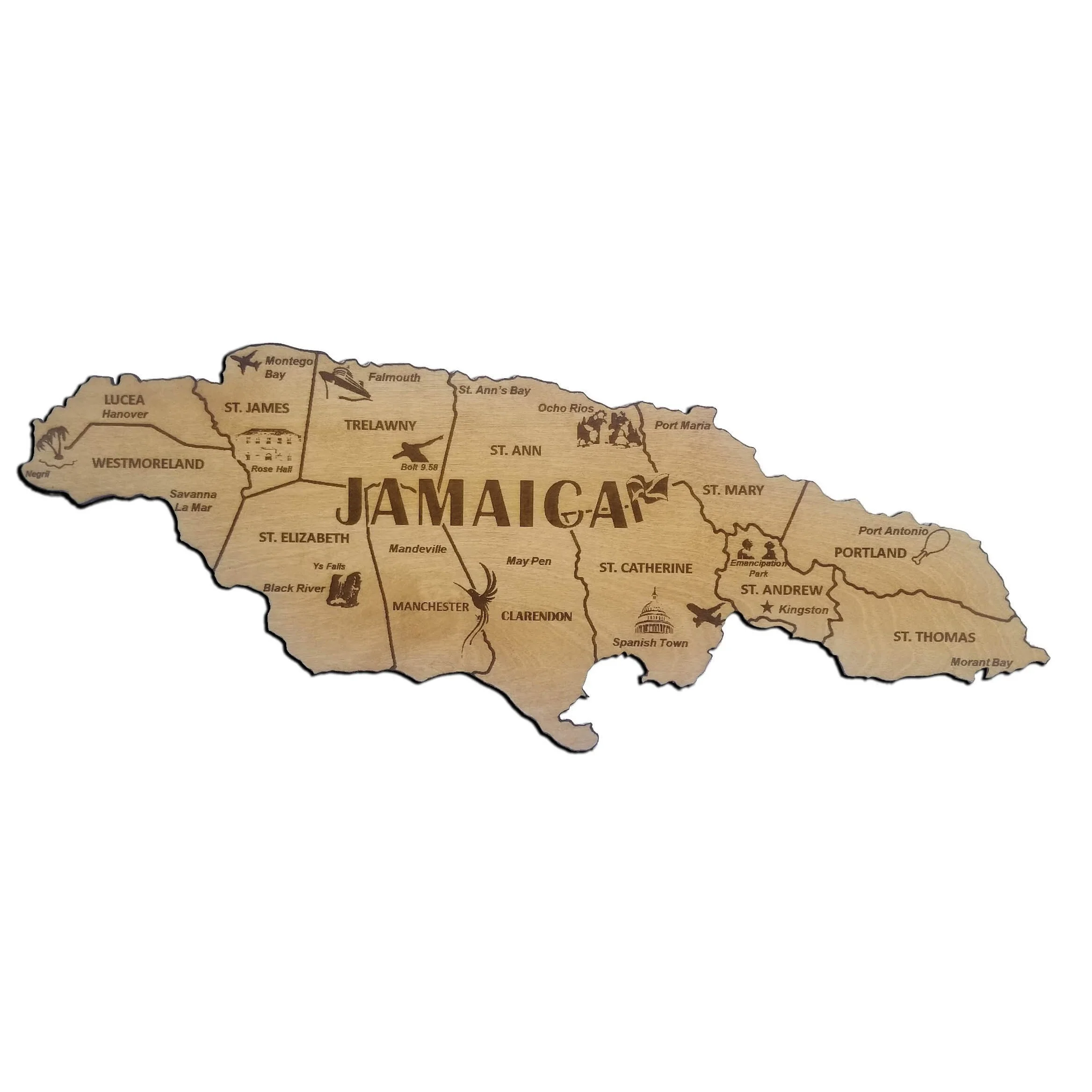 Jamaica Wood Map — Meridian Maps