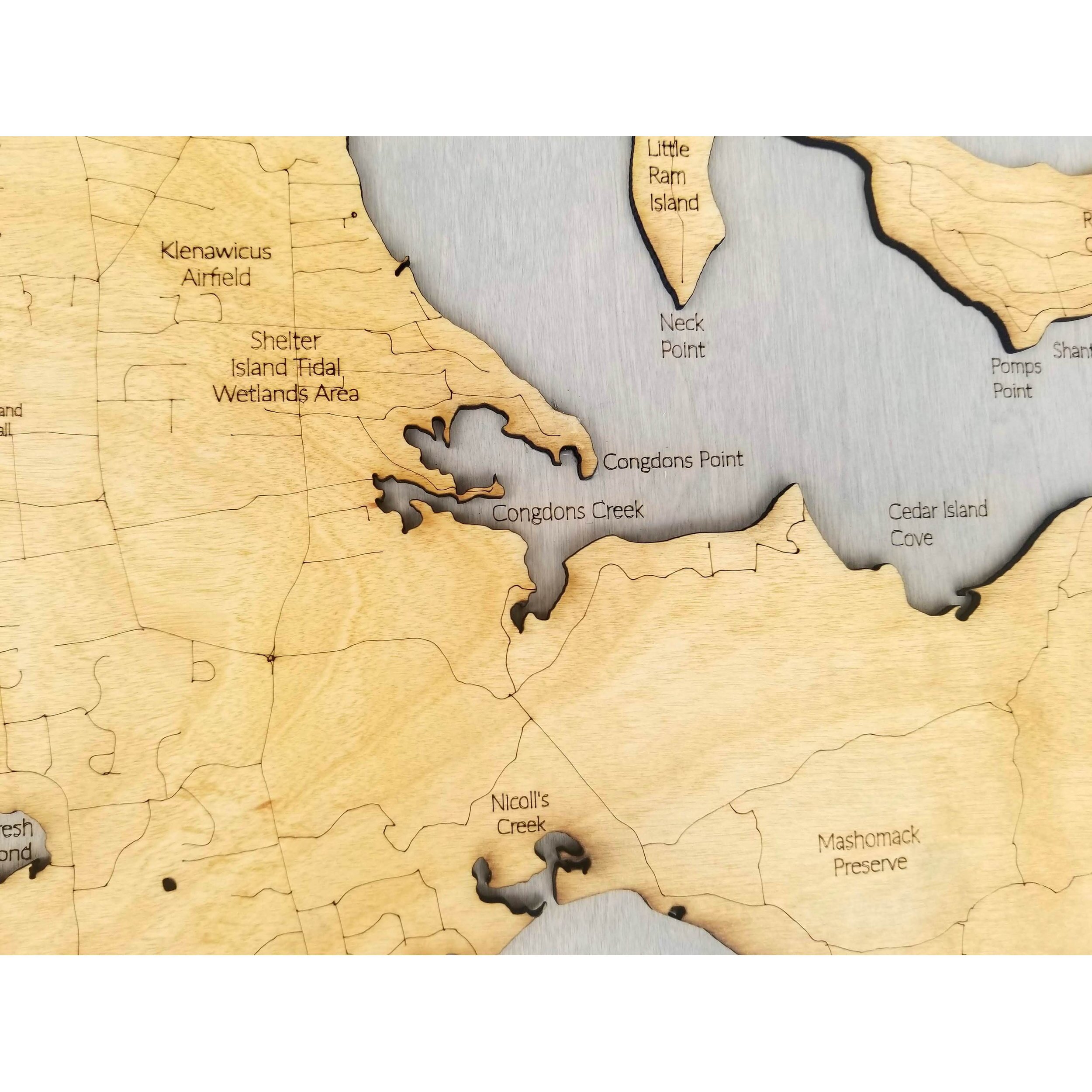 Shelter Island, NY Wood Map — Meridian Maps