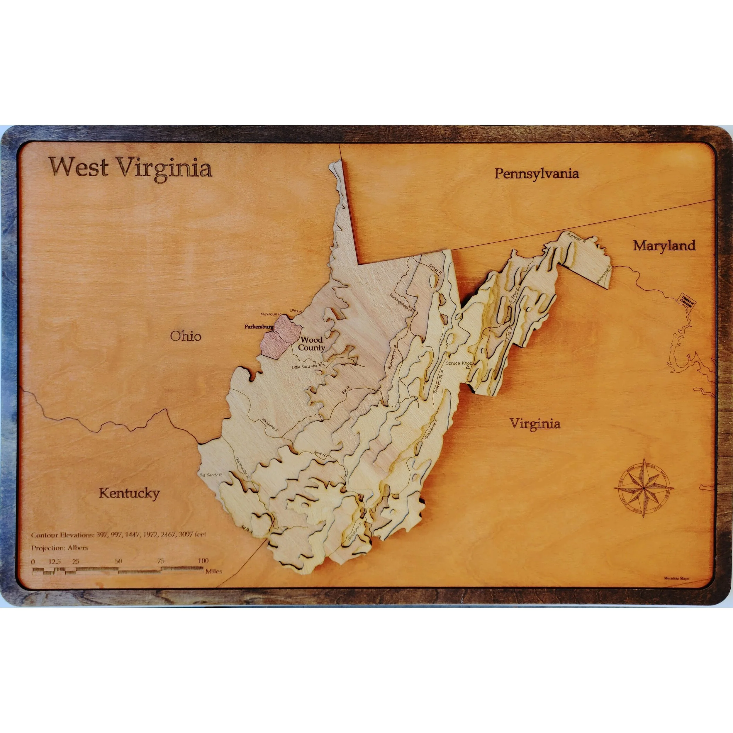 West Virginia Wood Map — Meridian Maps