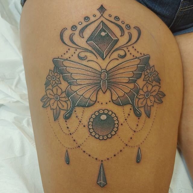 Butterfly design by artist Rudy. Thanks for looking. #butterflyart #butterflytattoos #augustatattooartist #csraaugusta #fortgordontattooartist #fortgordontattooshop #evanstattooartist #grovetowntattooartist #waynesborotattooartist #beechislandtattooa