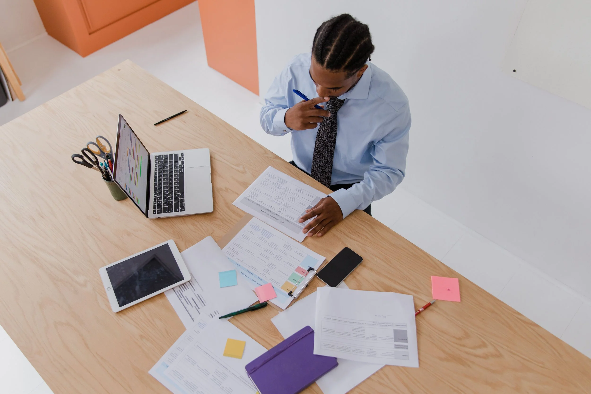 Employee working on papers