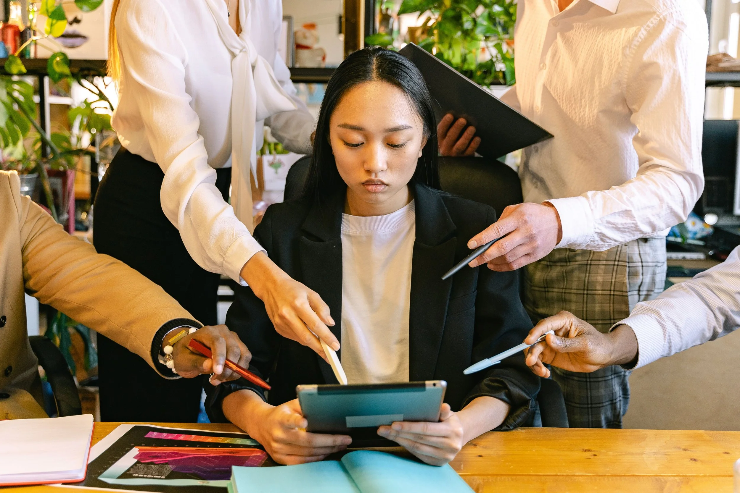 A woman using an ipad