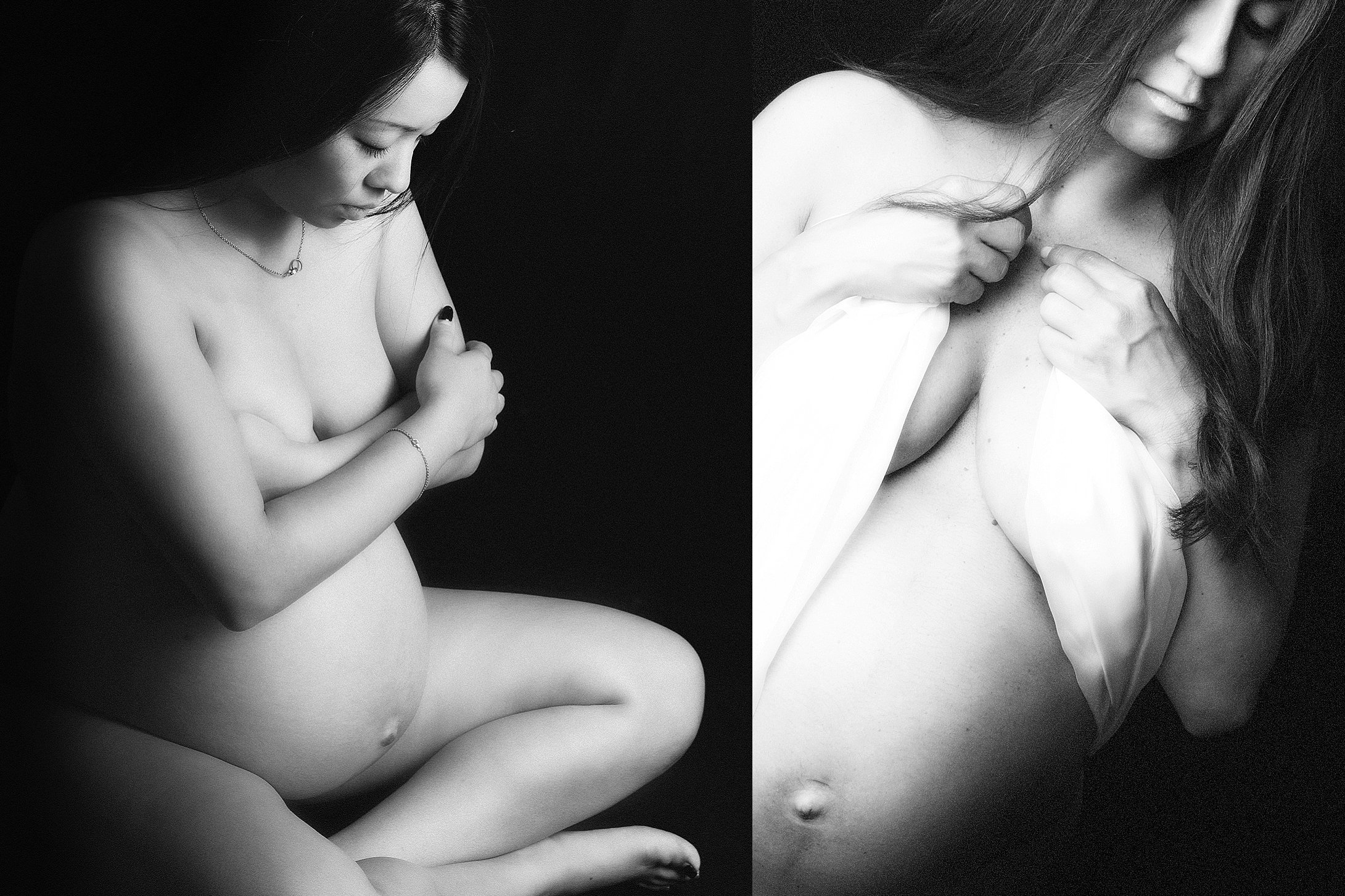 Black and white pregnancy photoshoot