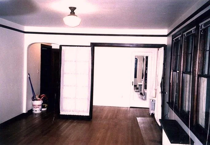 New doors in open position. To conserve space, the left door opens 180 degrees to lay flat against the wall.