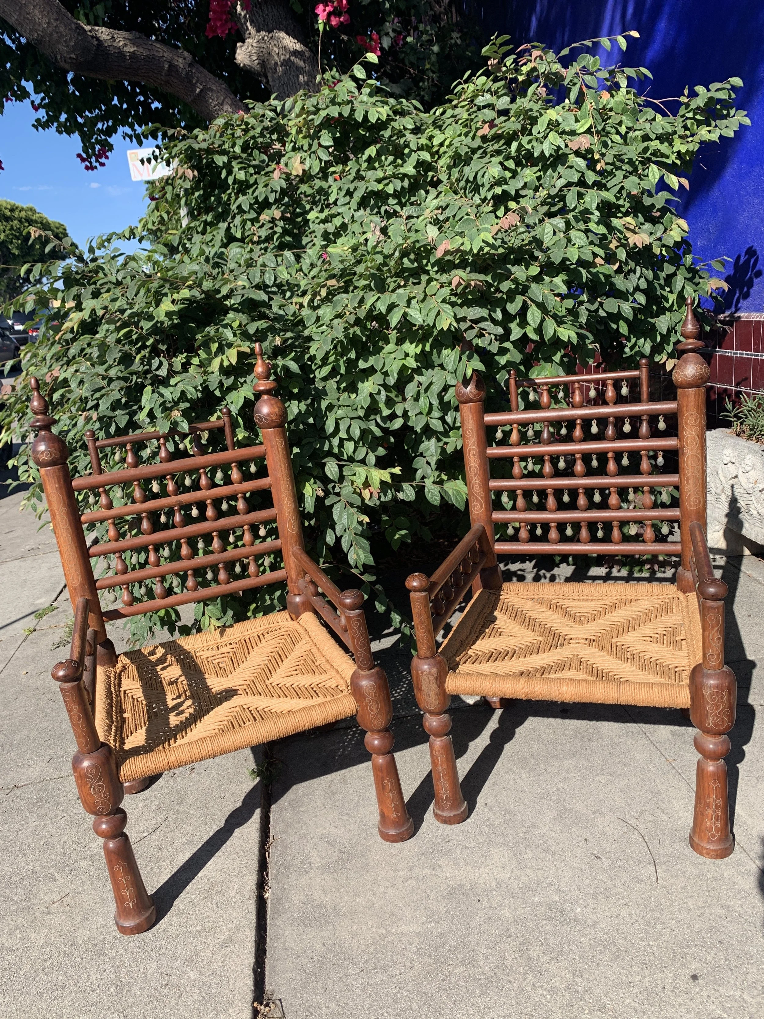 Painted Anglo-Indian Low Seated Wood Chairs
