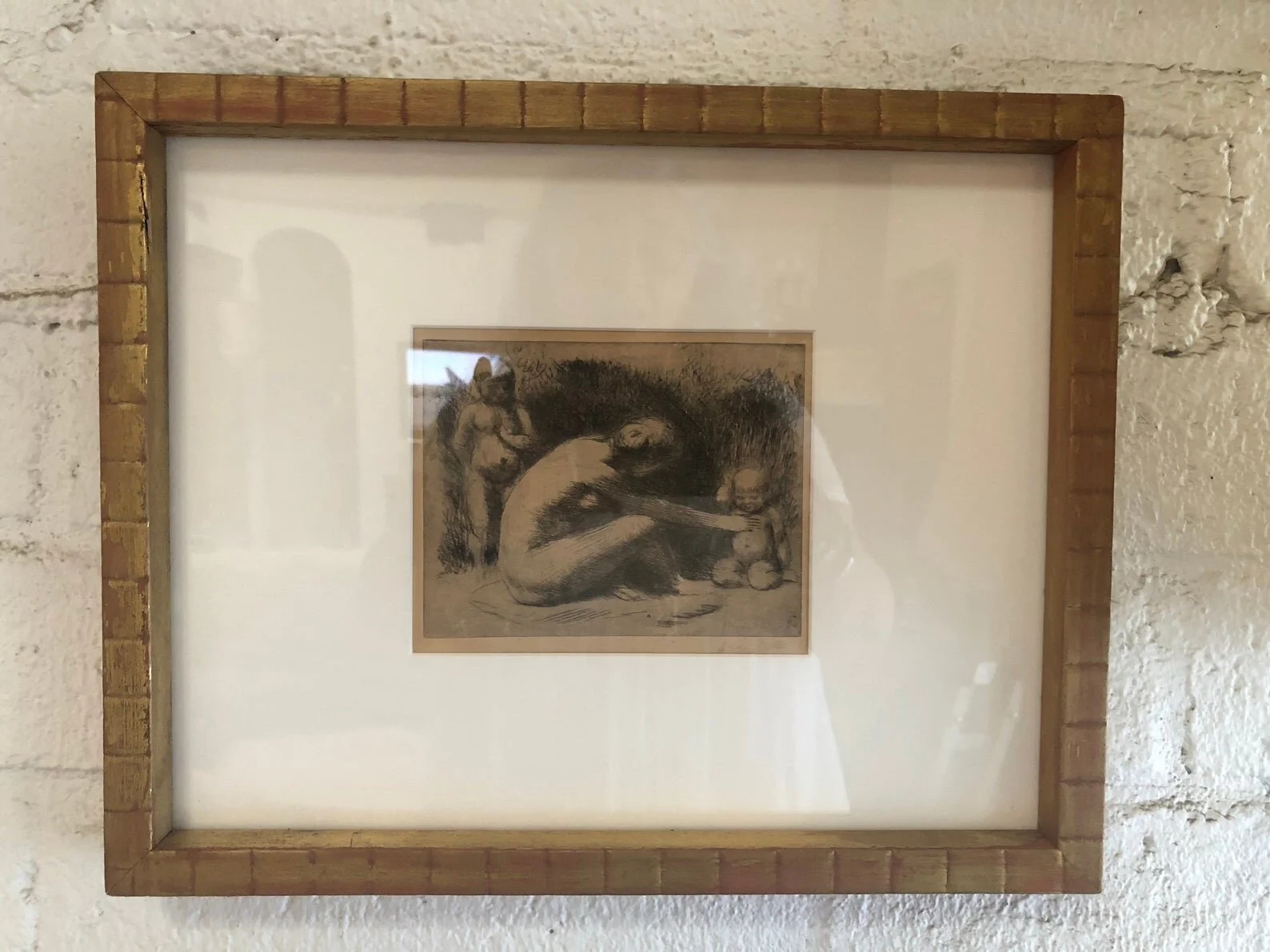 Vintage Kenneth Hayes Miller Mother and Children Etching