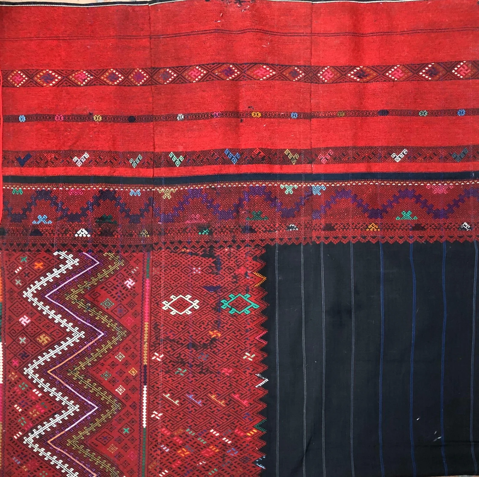 Vintage Hand Woven Tribal Ethnic Red Maroon Middle Eastern Textile