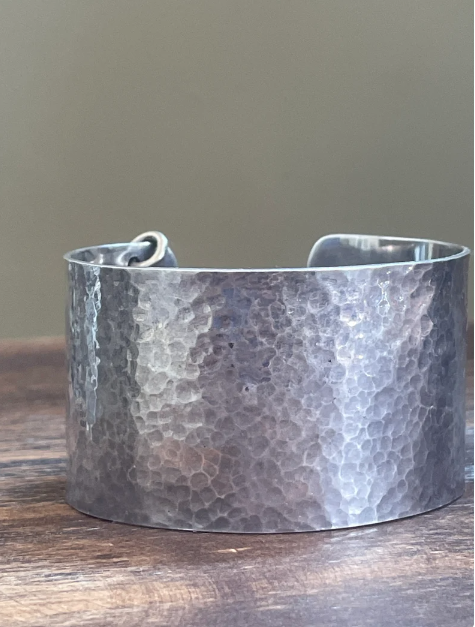 Vintage Unisex Hammered Silver Cuff