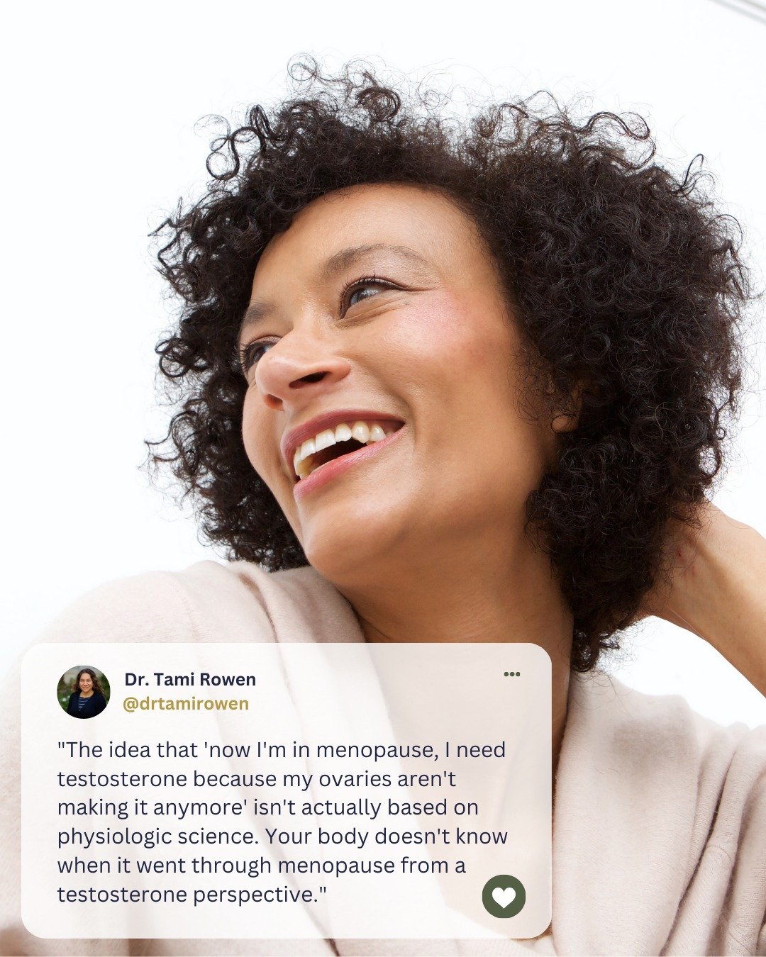 The claims about testosterone in menopause don't match the science. Dr. Tami Rowen explains the disconnect between what's being promoted and what's actually happening in women's bodies.

Listen to the full conversation at the link in our bio.

Tags ?