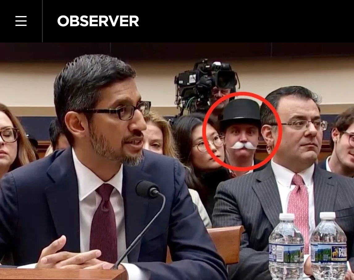 Observer - Google CEO Was Photobombed By the ‘Monopoly Man’ at Historic Congress Hearing