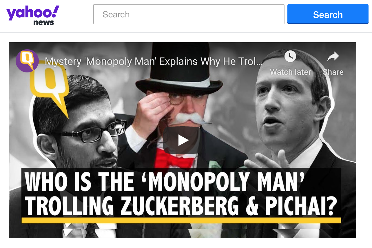 Yahoo News - Mystery 'Monopoly Man' Explains Why He Trolled Facebook's Mark Zuckerberg