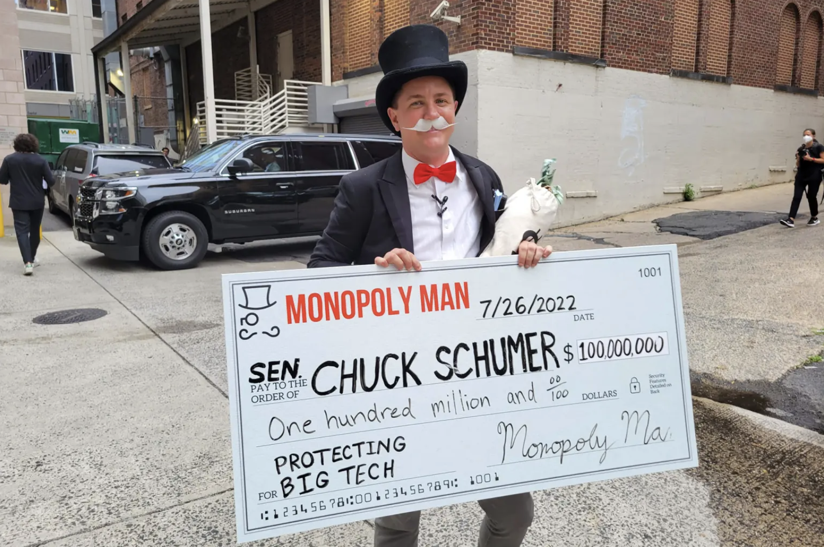 NY Post - Schumer confronted in DC by anti-Big Tech protesters calling for antitrust vote