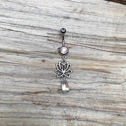 2ps Lotus Elephant Belly Ring  Lotus Flower Belly Button Ring  Navel piercing