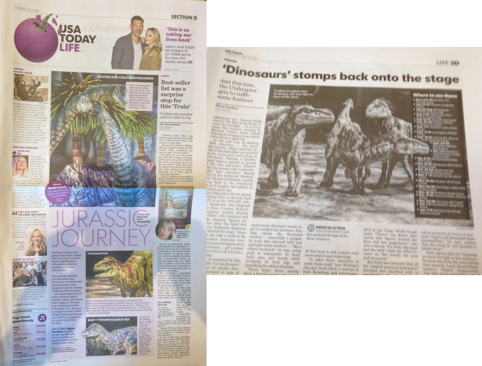 Walking With Dinosaurs-USA Today (Front Page of Life Section)